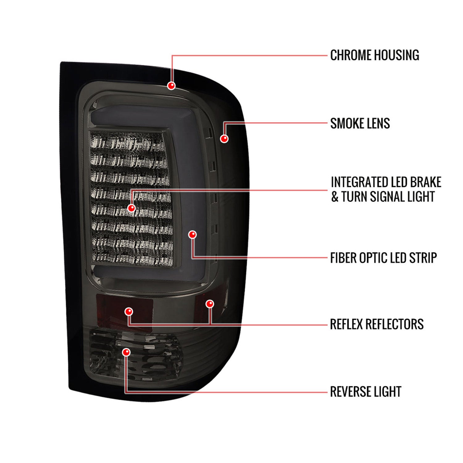 2007-2013 GMC Sierra 1500 2500HD 3500HD C-Bar LED Tail Lights Chrome/Smoke