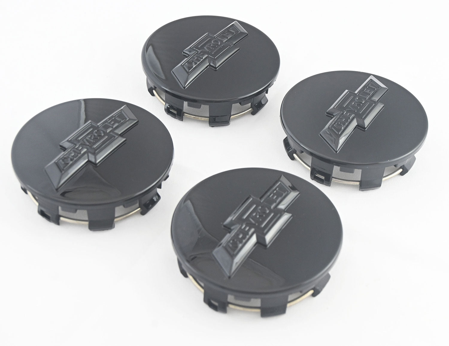 2015-2025 Chevrolet Suburban / Tahoe Licensed Wheel Cap Emblem Set Gloss Black 4Pcs ABS Plastic