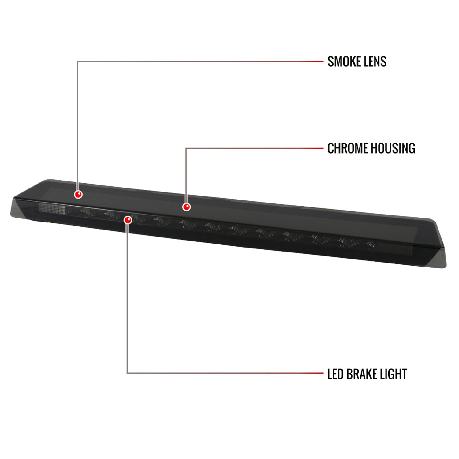 1999-2004 Ford Mustang LED 3rd Brake Light Chrome Housing/Smoke Lens