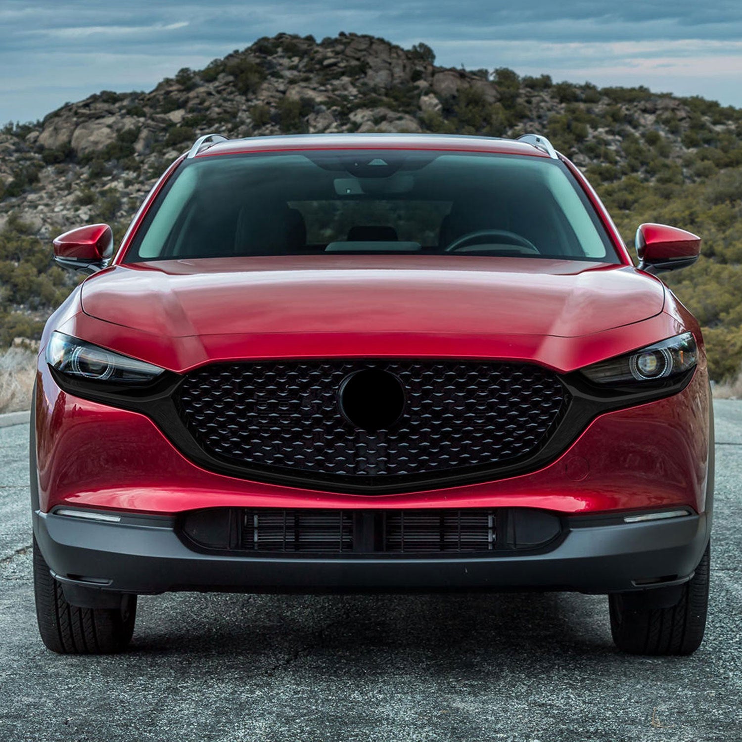 2020-2025 Mazda CX-30 Grille Overlay Gloss Black 2Pcs ABS Plastic