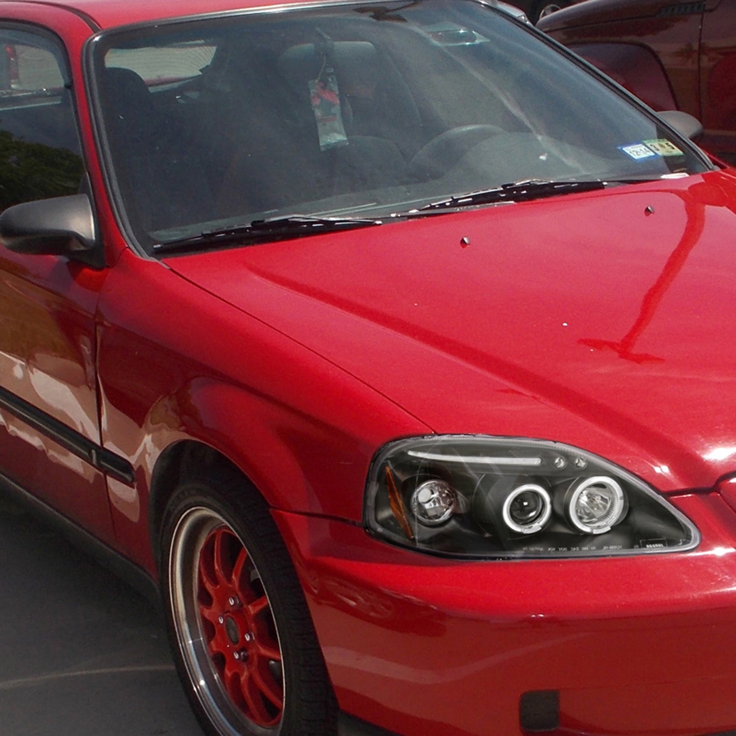 1999-2000 Honda Civic Dual Halo Projector Headlights Matte Black/Clear Lens