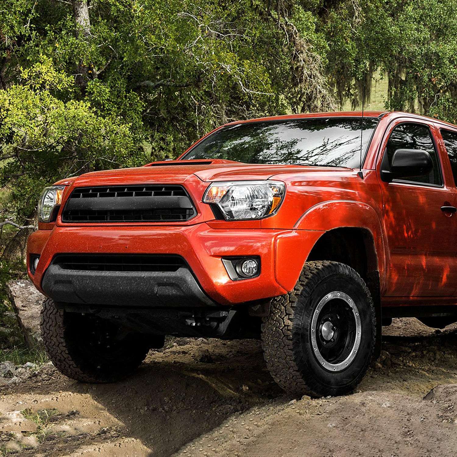 2012-2015 Toyota Tacoma Factory Headlights w/Amber Reflectors Matt Black/Clear