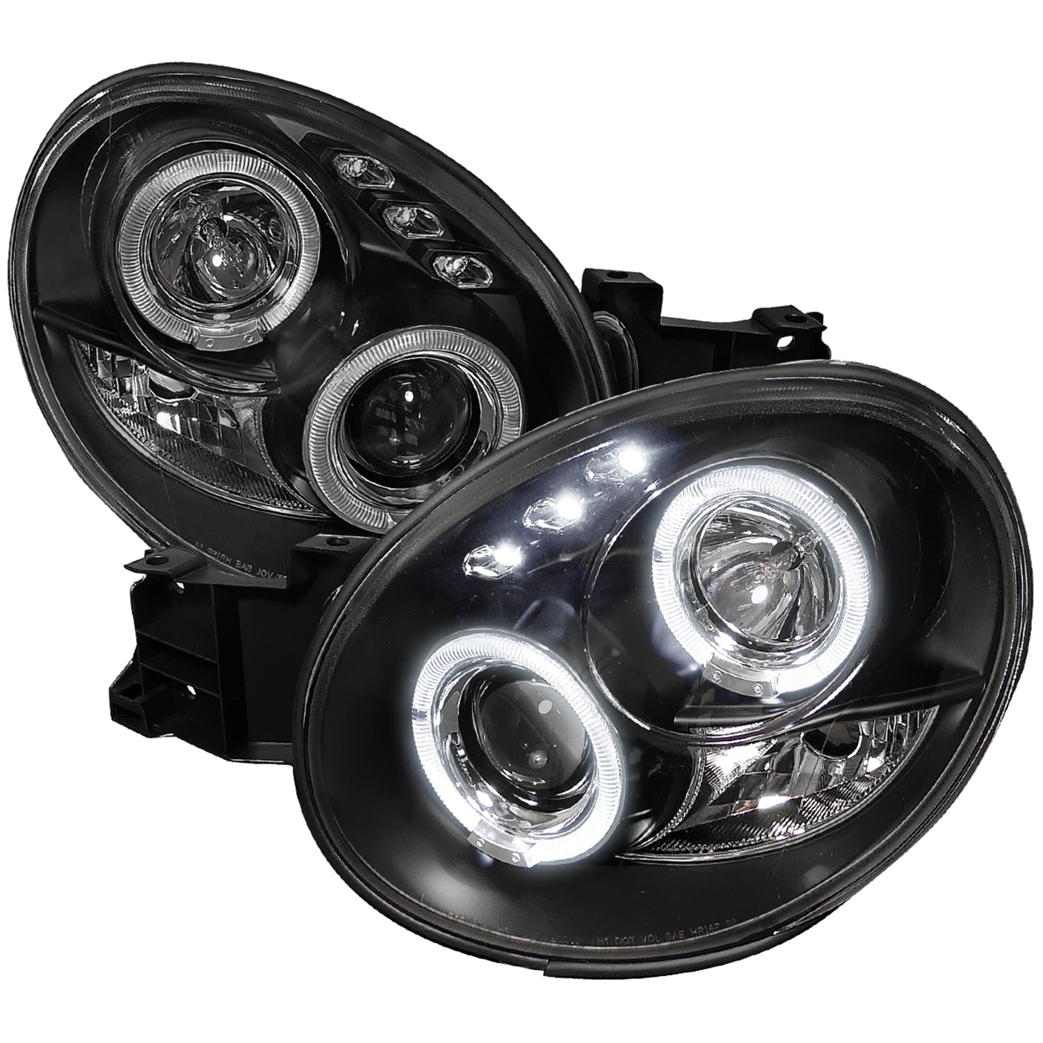 2002-2003 Subaru Impreza Dual Halo Bug Eye Projector Headlights Matt Black