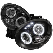 2002-2003 Subaru Impreza Dual Halo Bug Eye Projector Headlights Matt Black