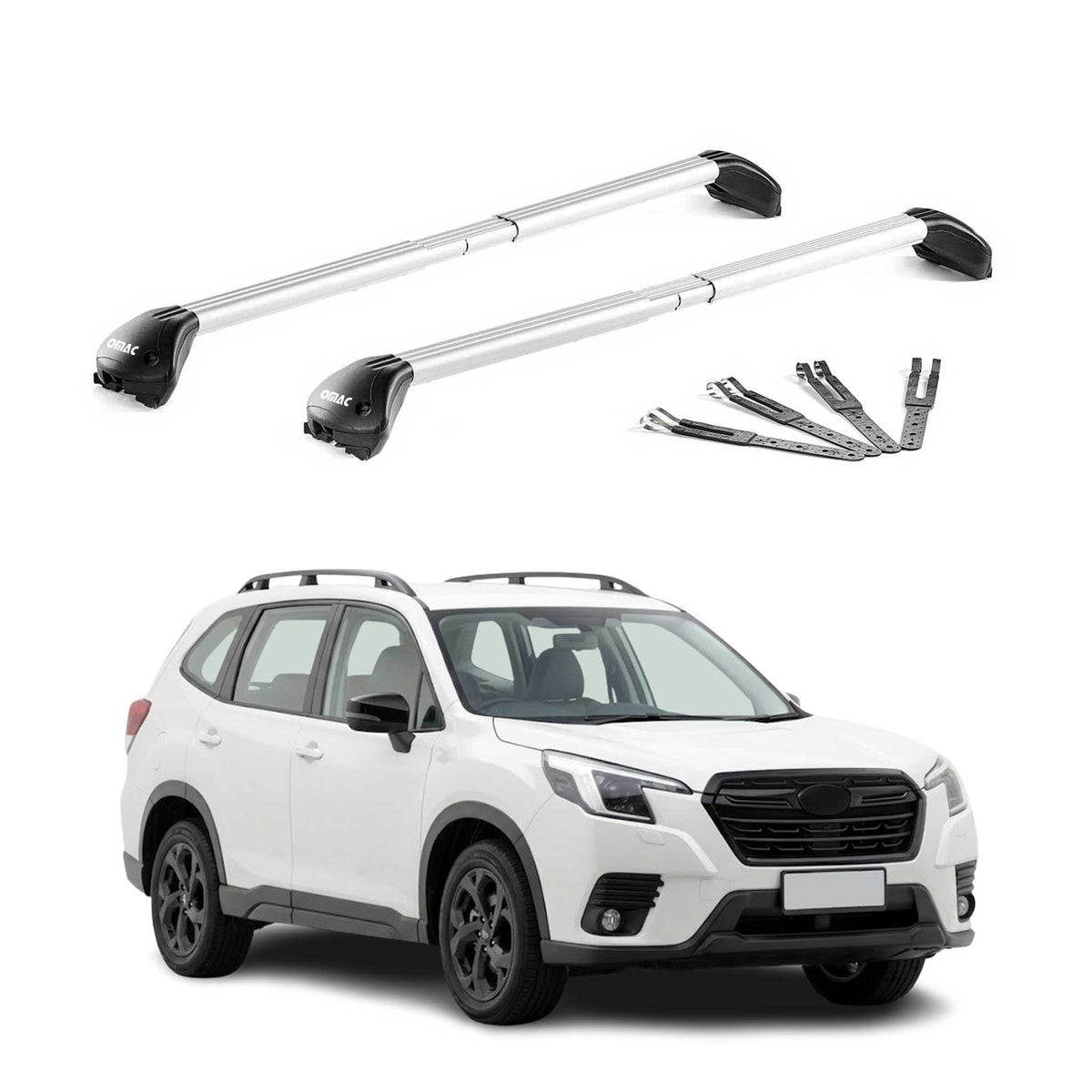 Roof Rack Cross Bars Luggage Carrier for Subaru Forester VI 2025-2026 Alu Silver