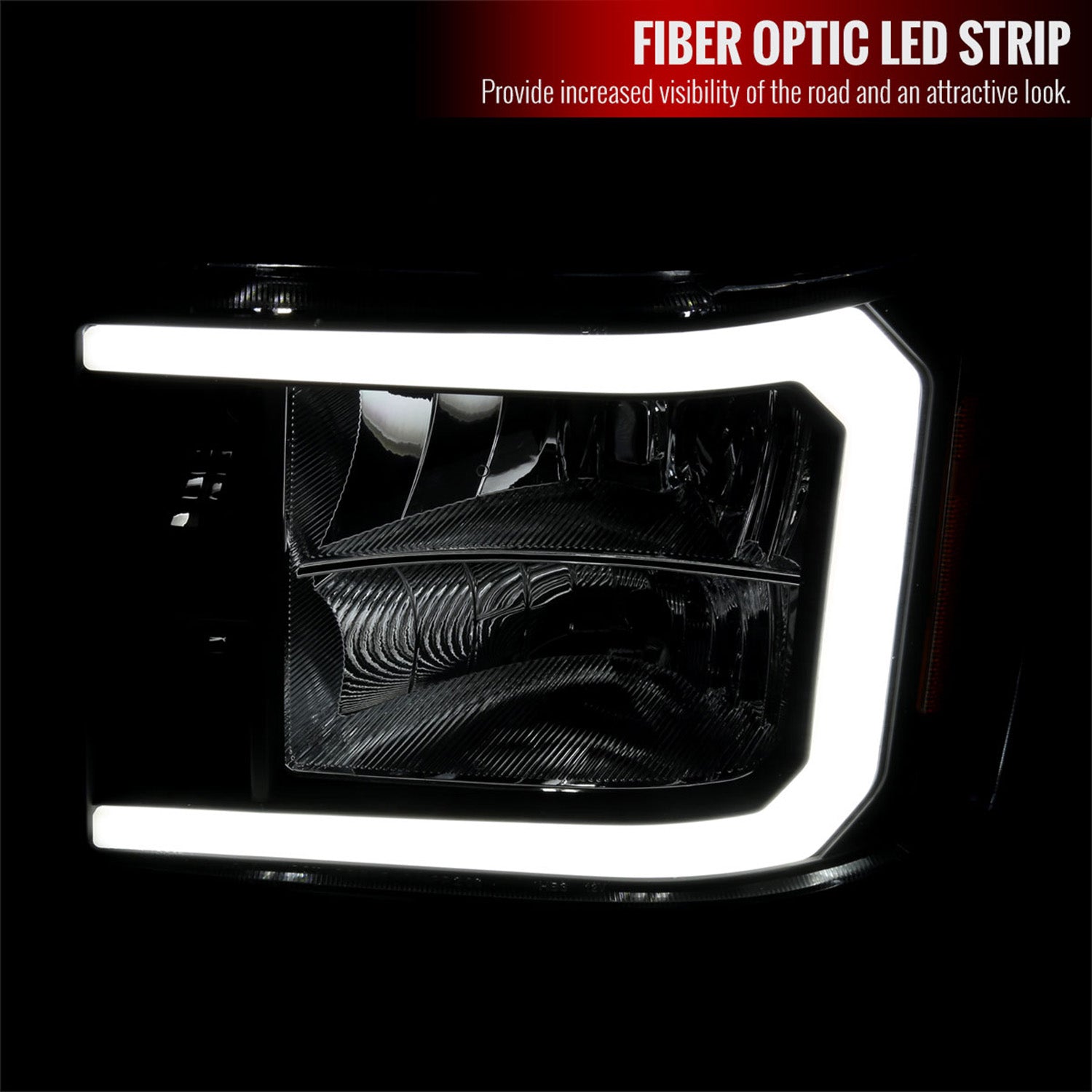 2007-2013 GMC Sierra 1500/2500/3500 LED Bar Factory Headlights Matt Black