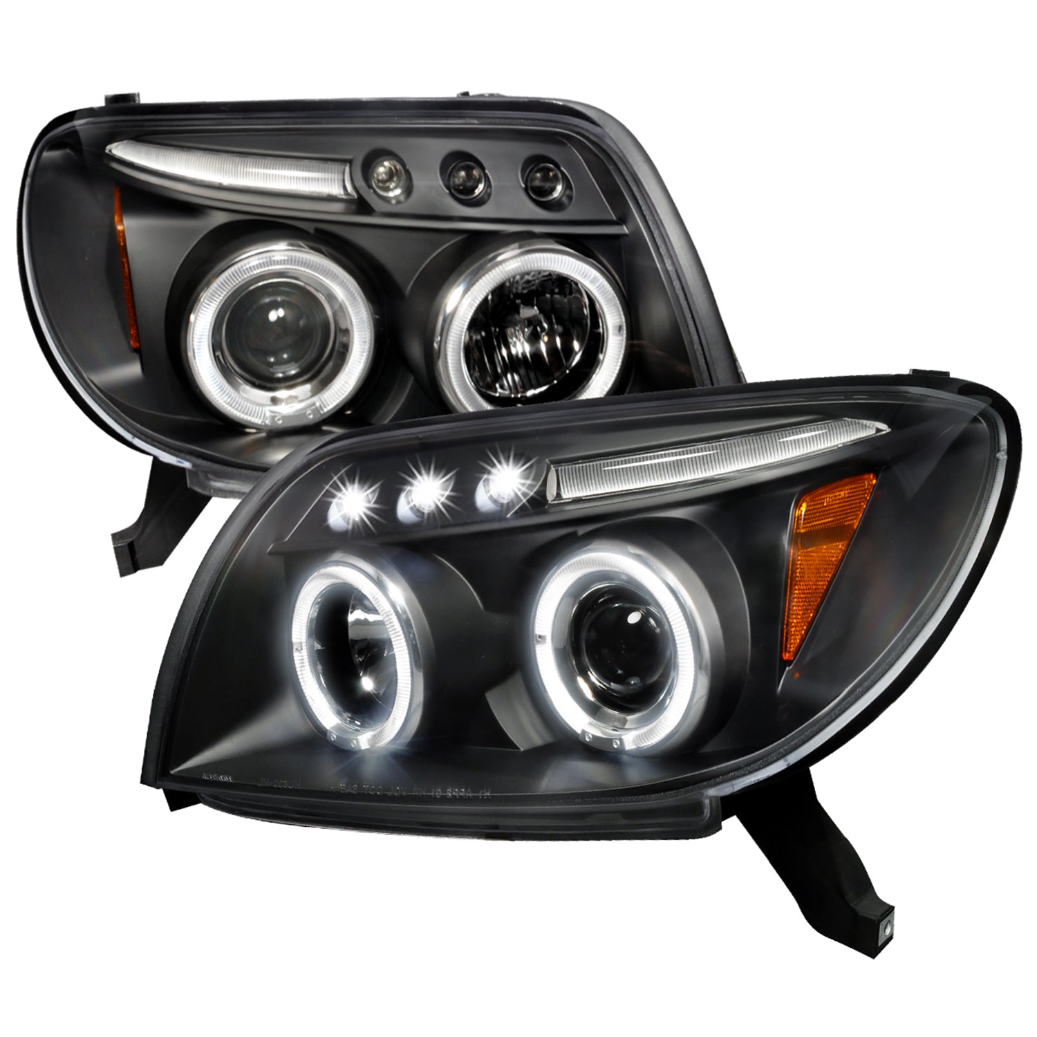 2003-2005 Toyota 4Runner Dual Halo Projector Headlights Matte Black/Clear Lens