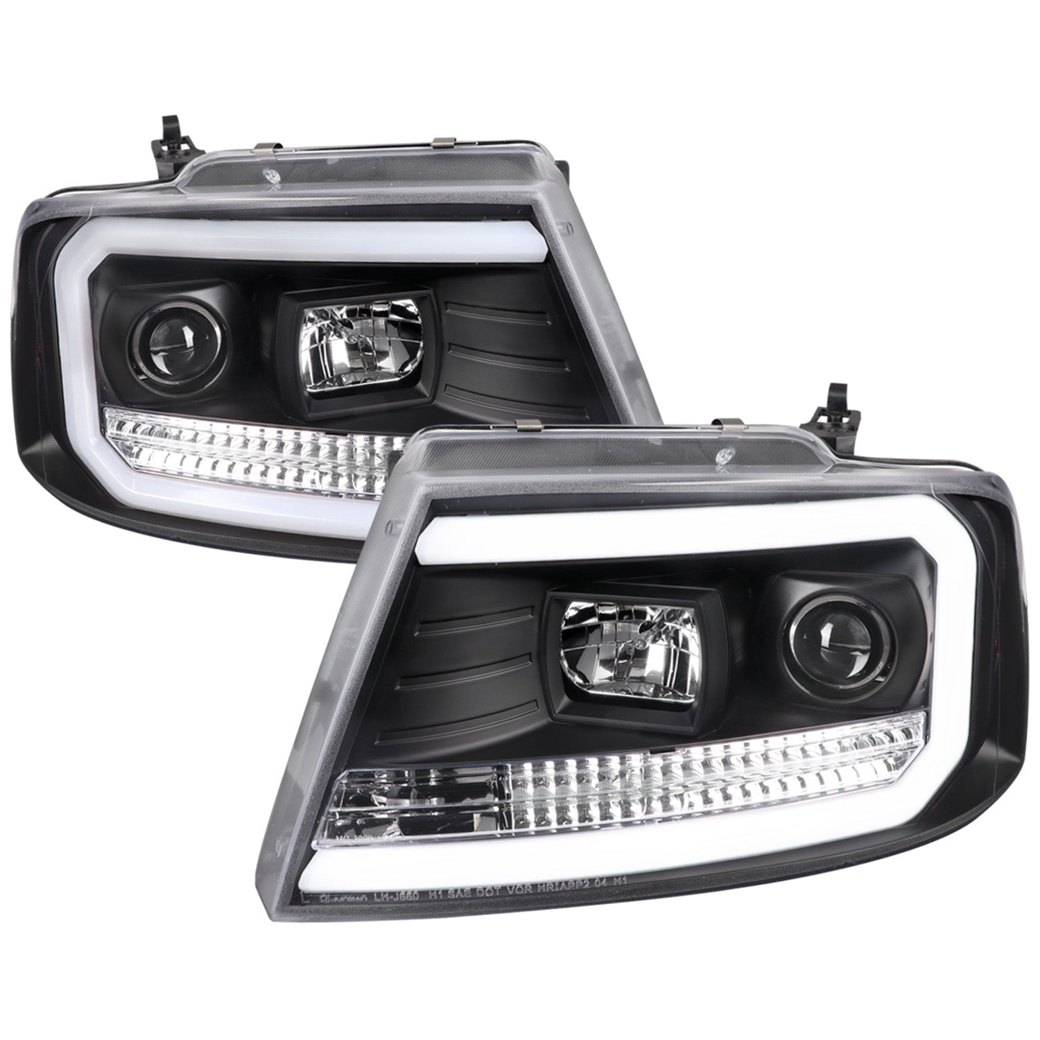 2004-2008 Ford F-150/Lincoln Mark LT LED CBar Projector Headlights Matte Black