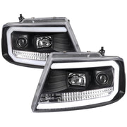 2004-2008 Ford F-150/Lincoln Mark LT LED CBar Projector Headlights Matte Black