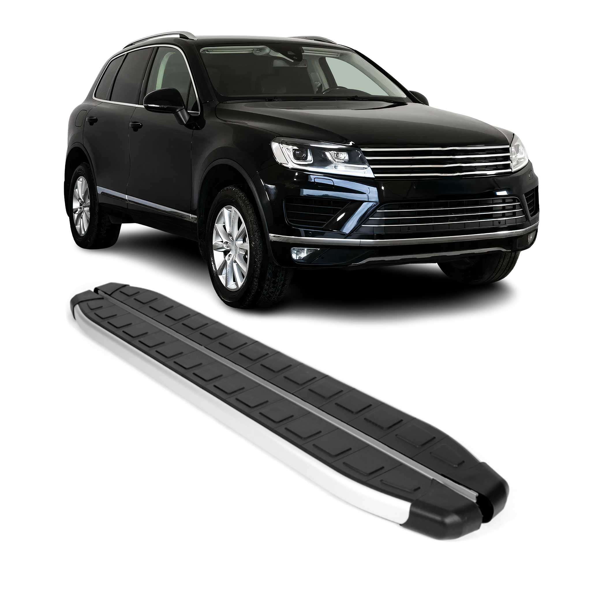 2010-2017 VW Touareg Running Boards Side Steps Silver & Black