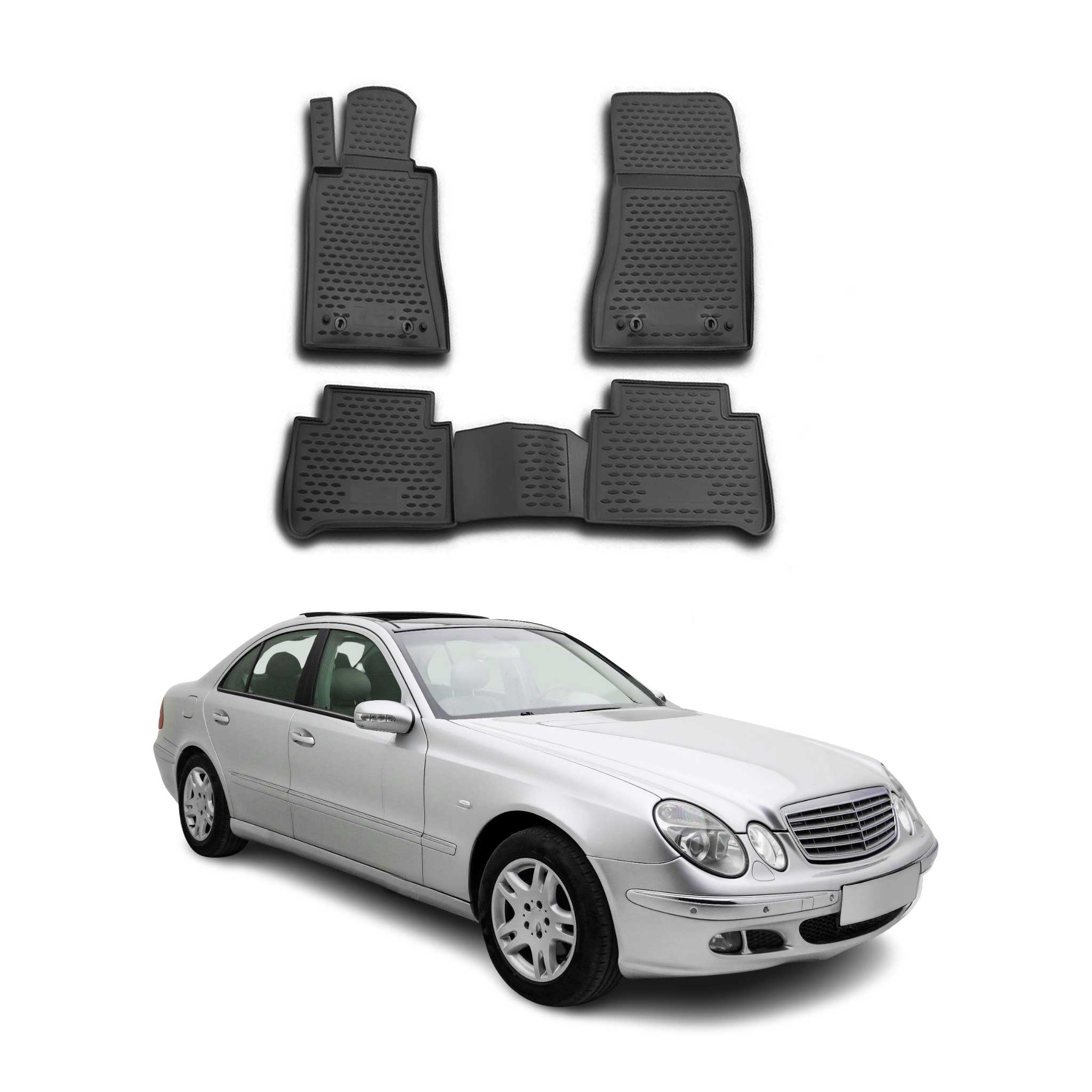 2004-2009 Mercedes E Class W211 S211 Floor Mats Liners Full Set All Weather Black