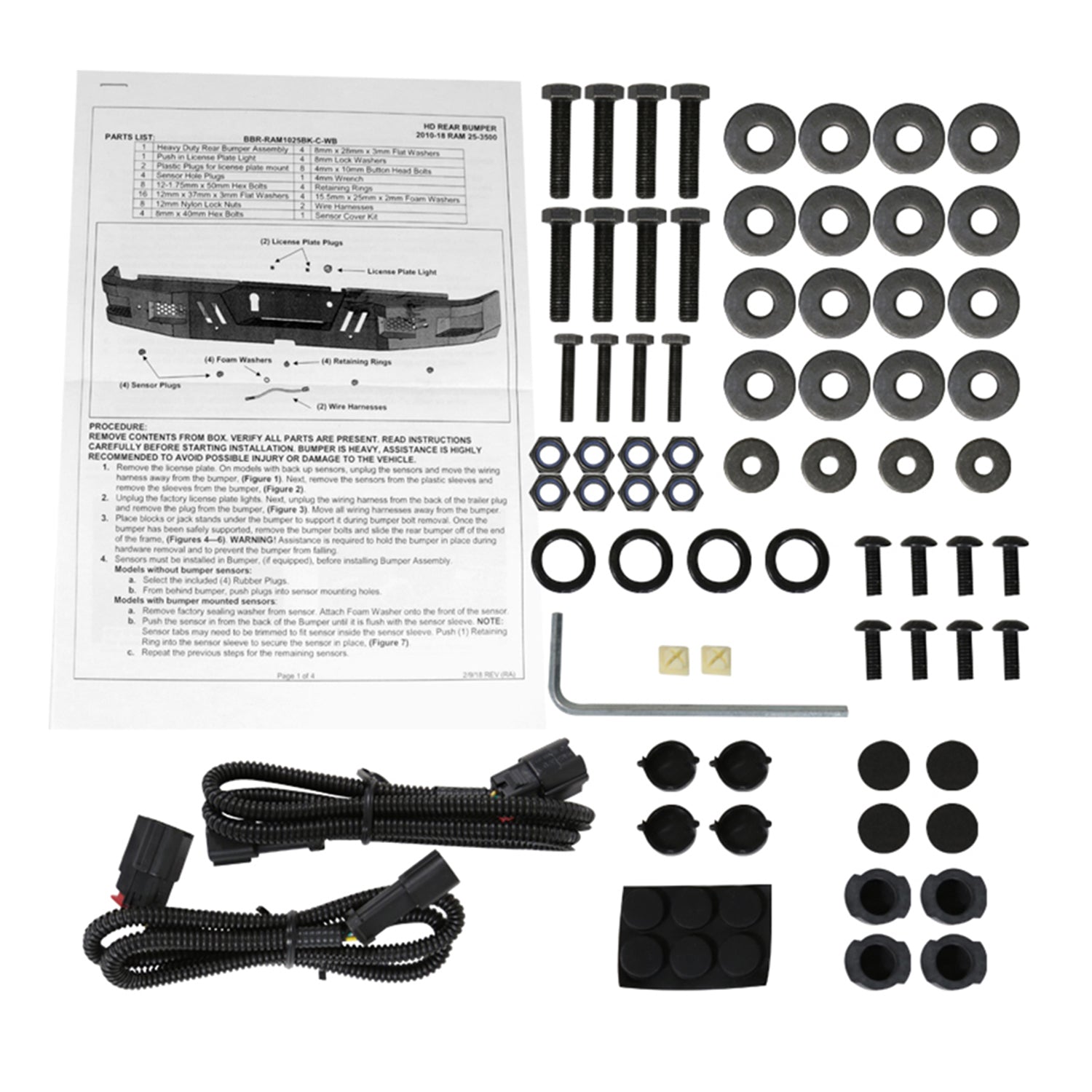 2010-2024 Dodge RAM 2500/3500 Black Heavy Duty Steel Rear Step Bumper