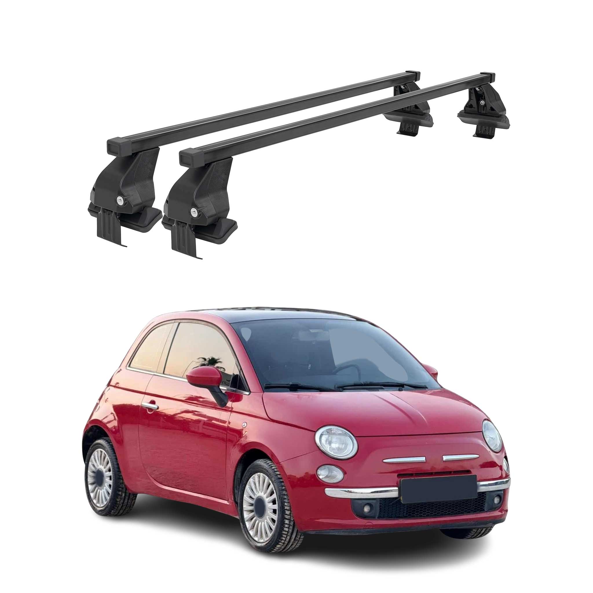 2012-2016 Fiat 500 4Door Roof Rack Cross Bars Black