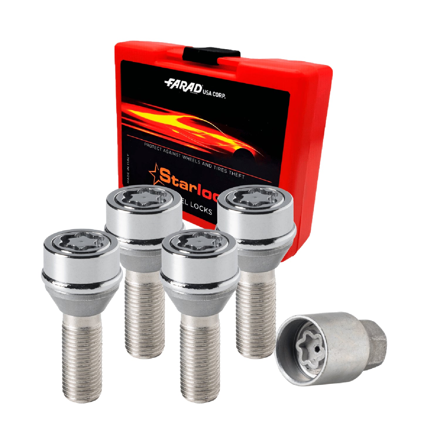 Wheel Lock Kit for Land Rover Range Rover Sport M14X1,5 Silver 4Locks & 1Key