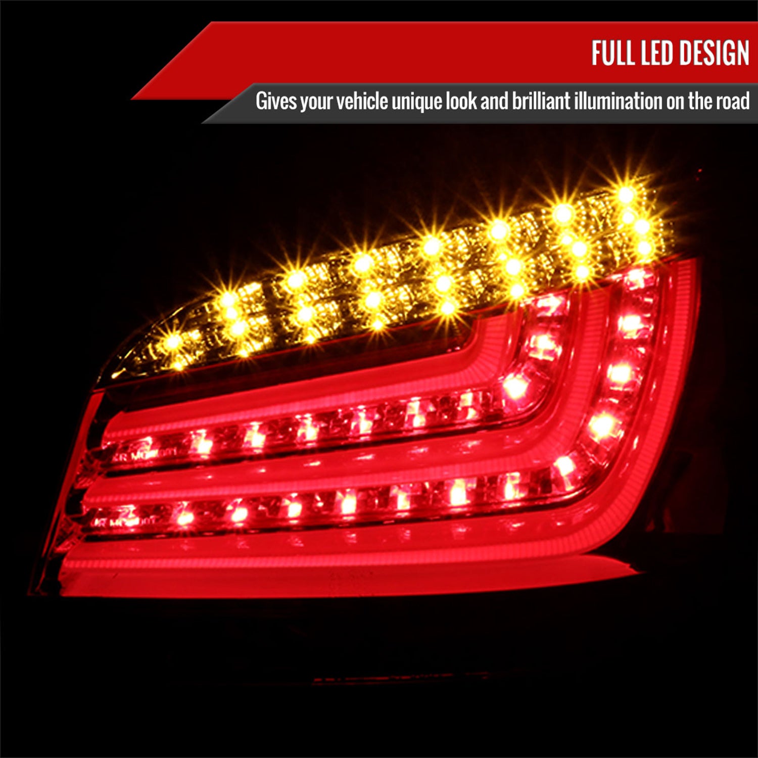 2008-2010 BMW E60 5 Series Sedan LED Tail Lights Chrome/Red Smoke Lens