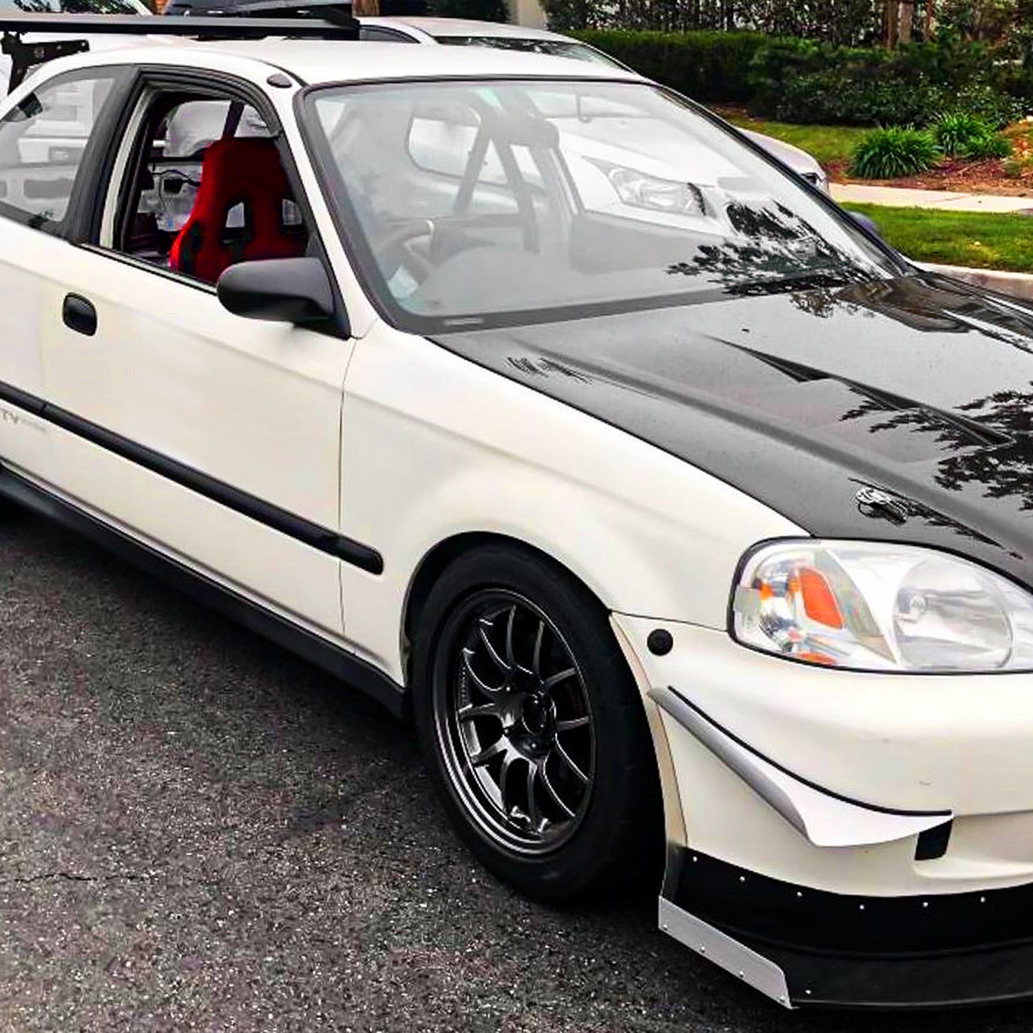 1996-2000 Honda Civic Coupe/Hatchback Black Manual Adjustable Spoon Mirrors