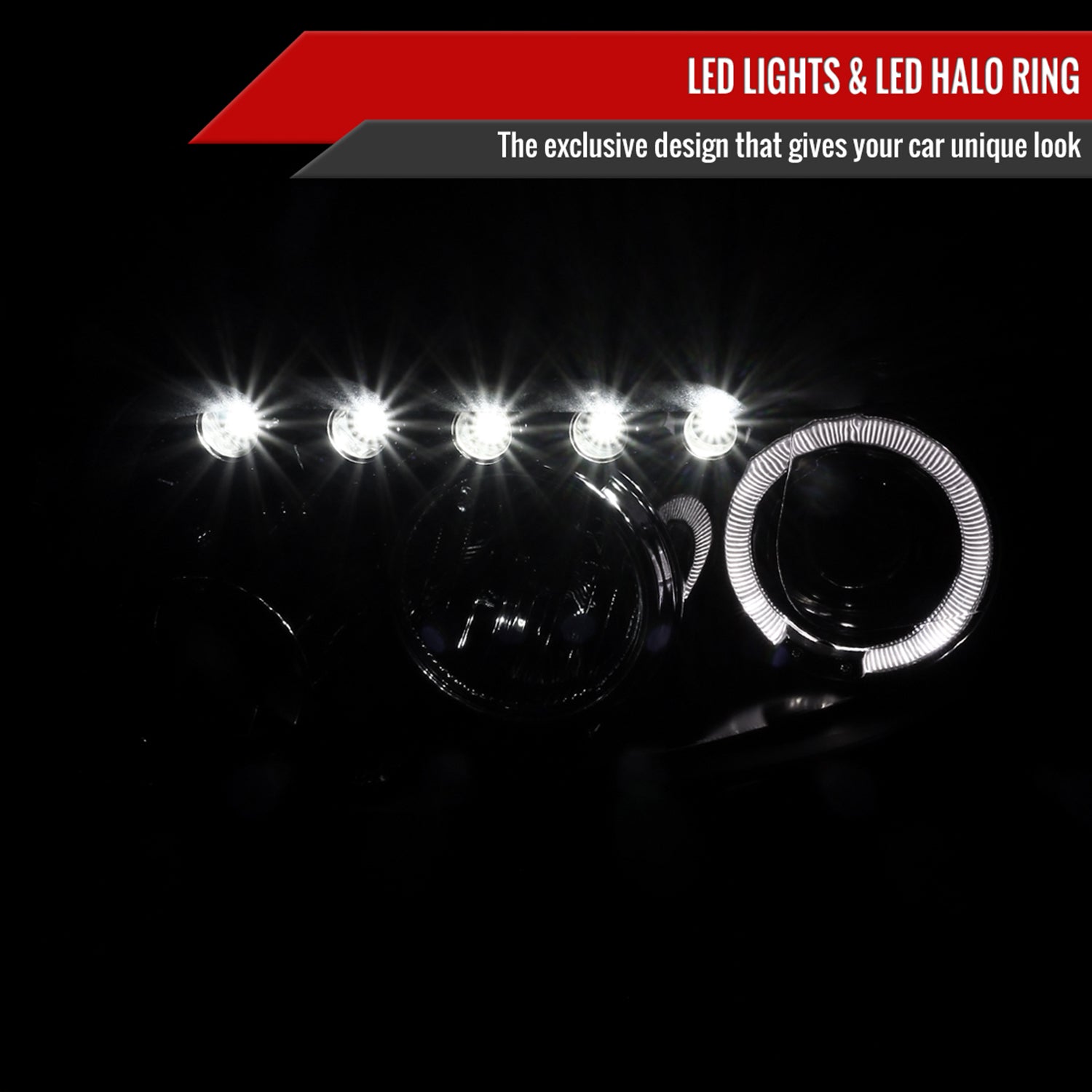 2008-2010 Scion xB Single Halo Projector Headlights Glossy Black/Smoke Lens