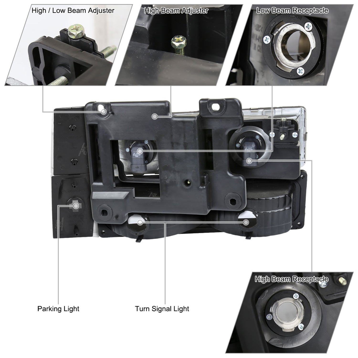 1988-1993 Chevy C/K Blazer/Tahoe/ Sierra/Yukon Headlights Lights Set Chrome