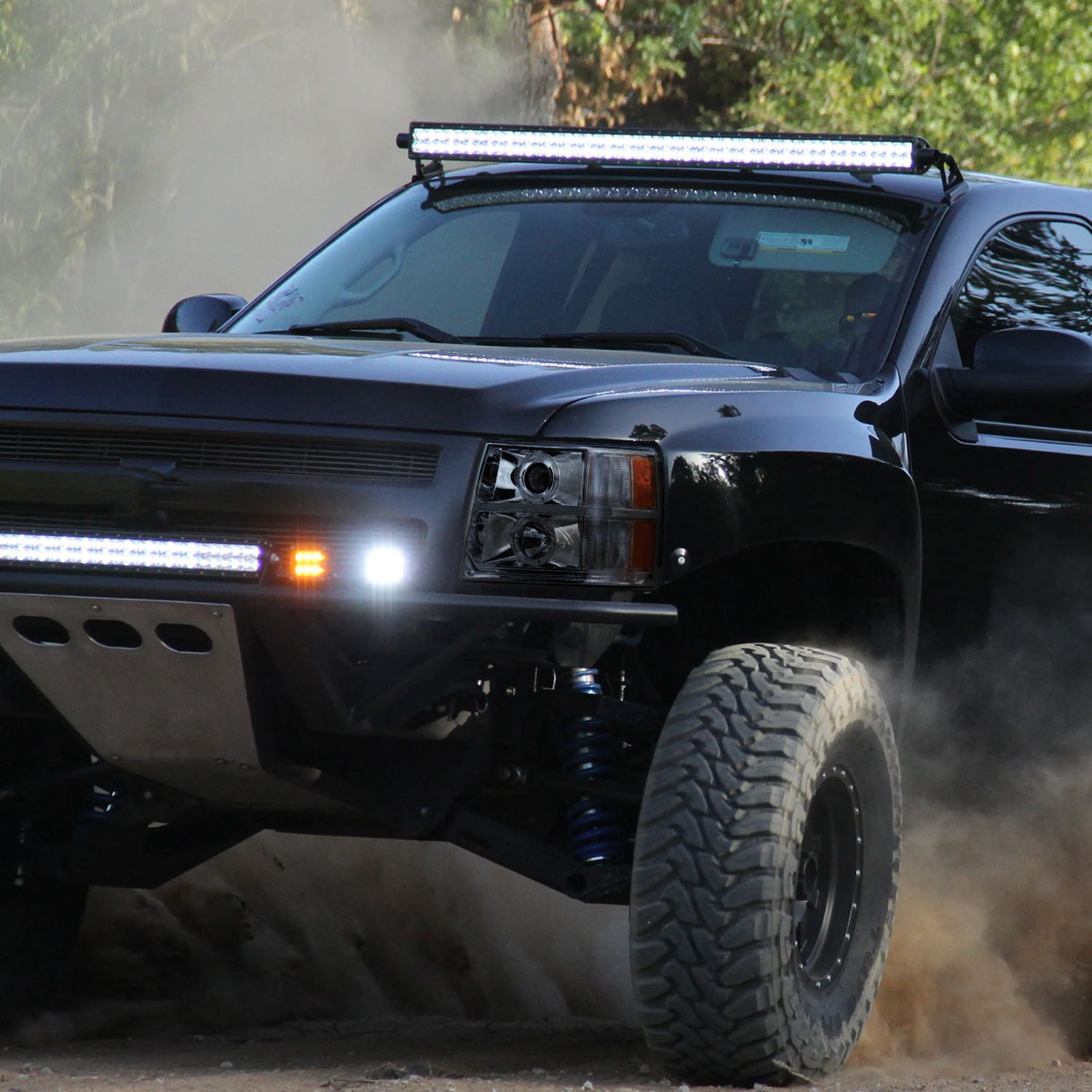 2007-2013 Chevy Silverado 1500 2500HD 3500HD Headlights LED Bar Chrome