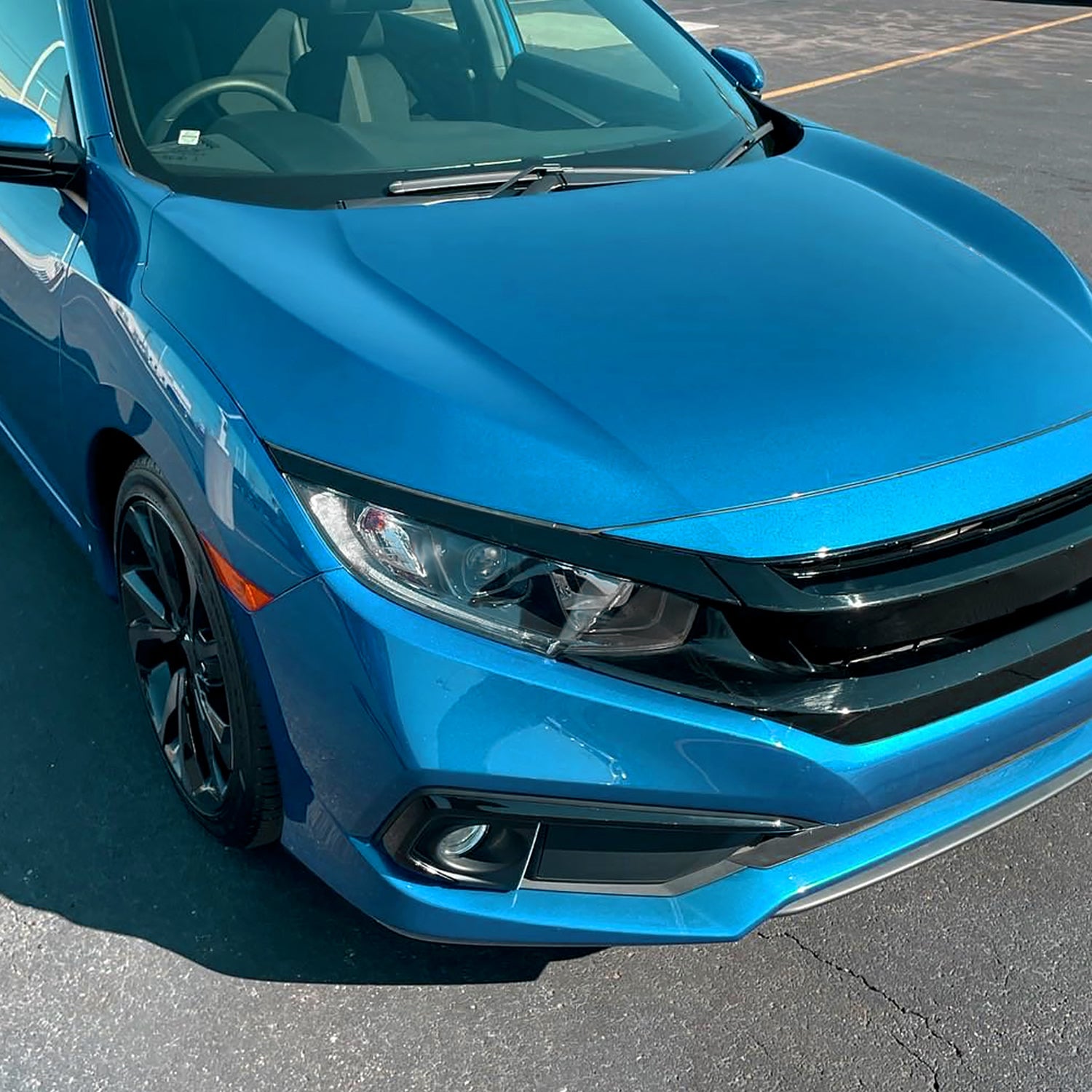 2016-2021 Honda Civic LED Strip Factory Projector Headlights Matt Black/Clear