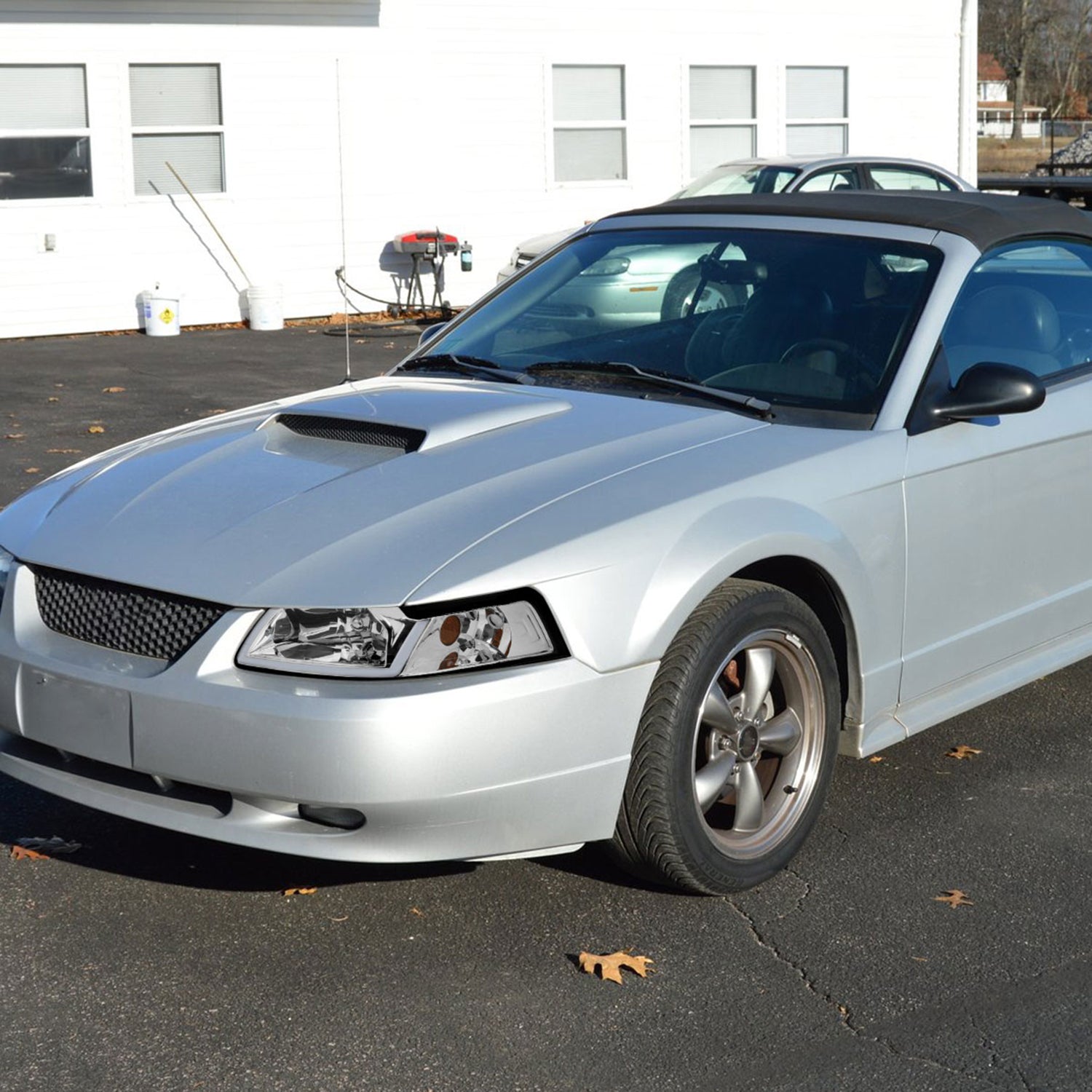 1999-2004 Ford Mustang LED Bar Factory Headlights Amber Reflector Chrome