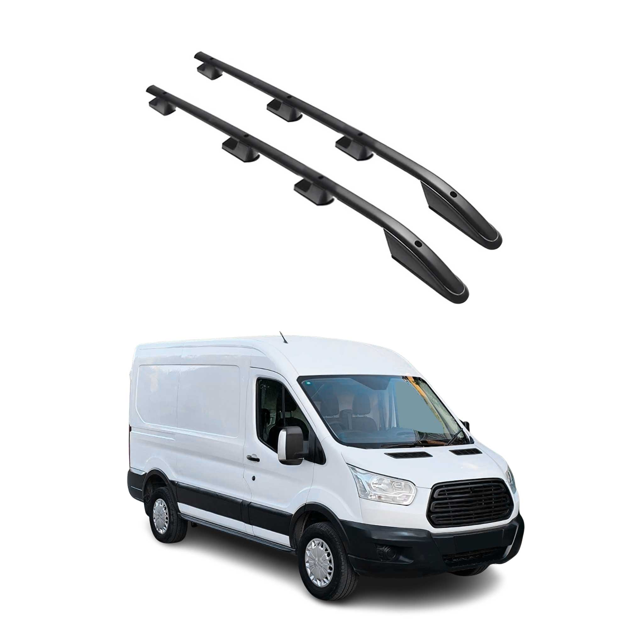 2015-2024 Ford Transit & E-Transit L2 Regular Roof Rack Rails Side Rails Black