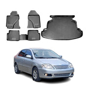2003-2008 Toyota Corolla Floor Mats & Cargo Liner Full Set All Weather Black