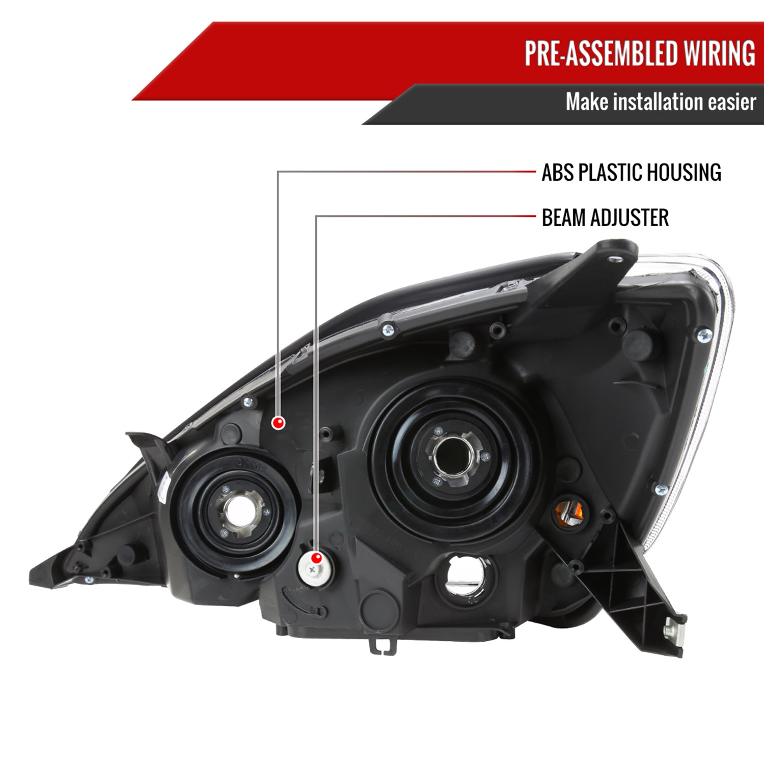 2004-2005 Toyota Sienna Passenger Side Headlights Amber Reflector Chrome