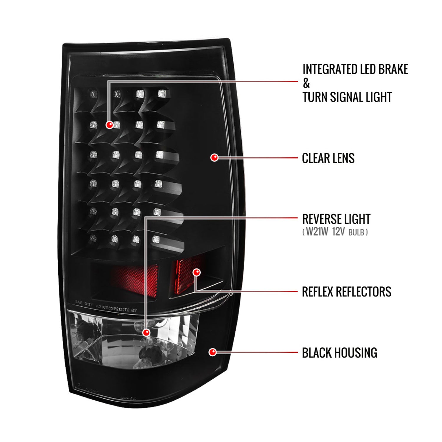 2007-2014 Chevy Tahoe/Suburban LED Tail Lights Matte Black/Clear Lens