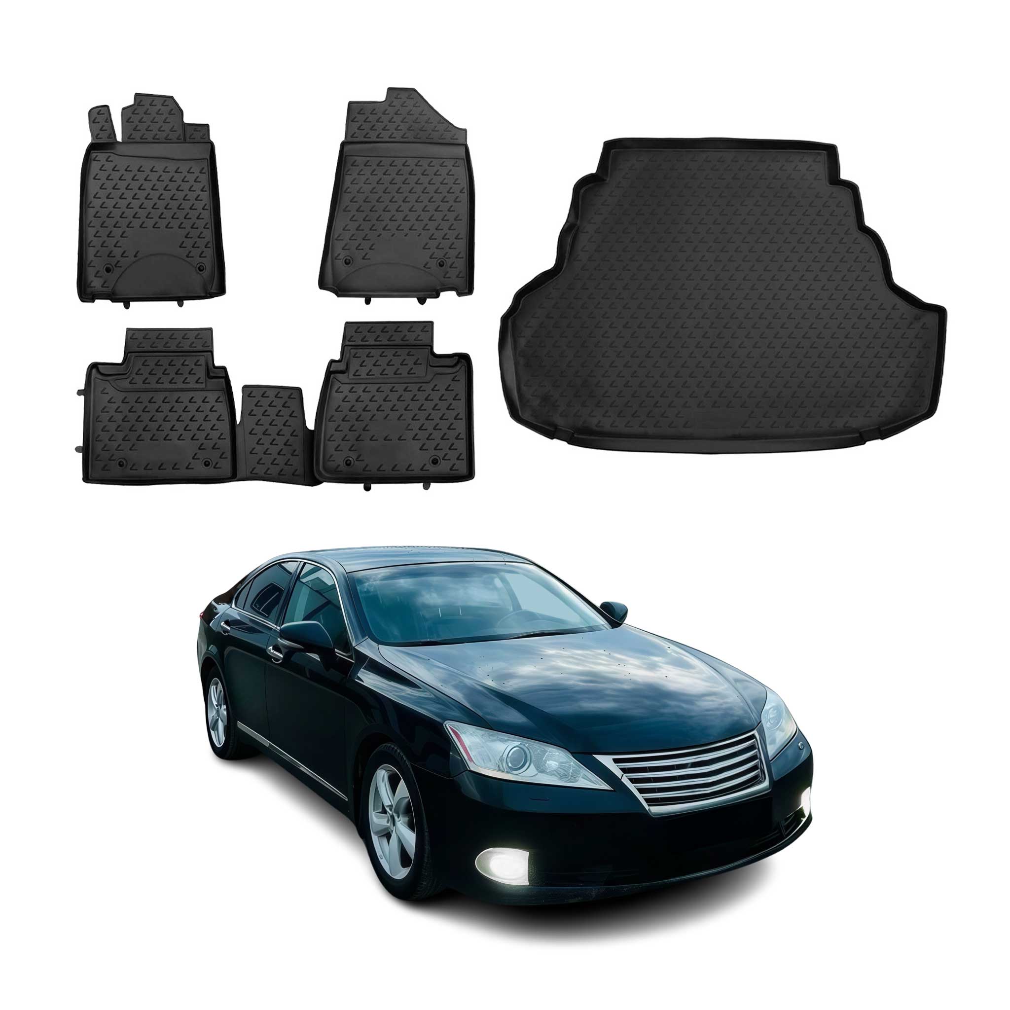 2007-2012 Lexus ES 350 Floor Mats & Cargo Liner Full Set All Weather Black