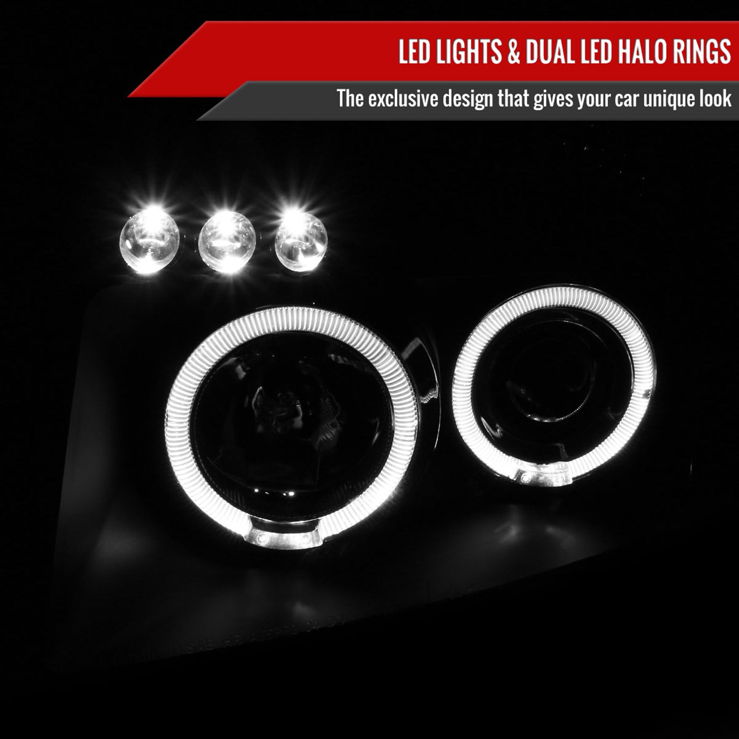 2004-2015 Nissan Titan/ 04-2007 Armada Dual Halo Projector Headlights Matt Black