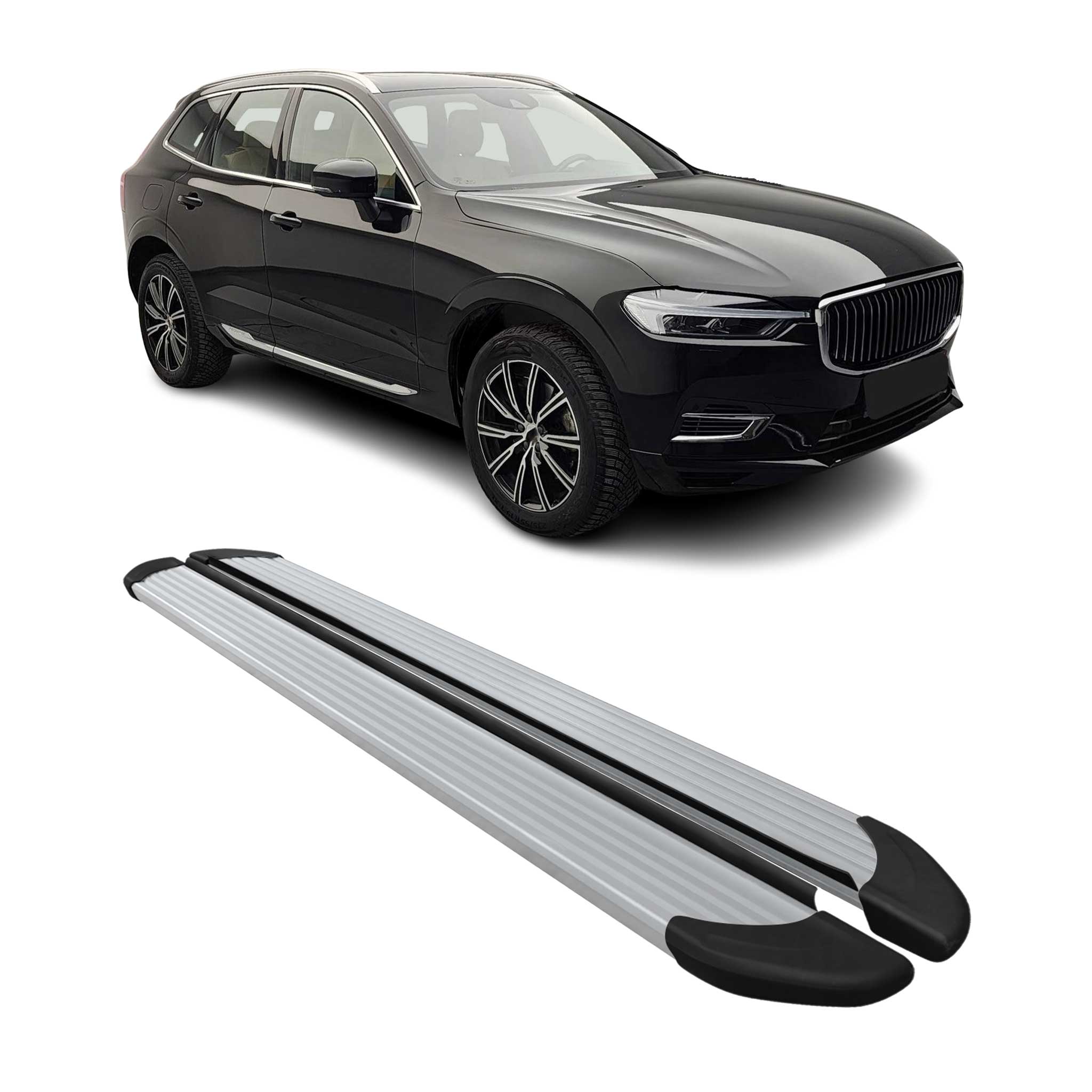 2018-2026 Volvo XC60 Side Step Nerf Bars Running Boards Alu Silver 2x