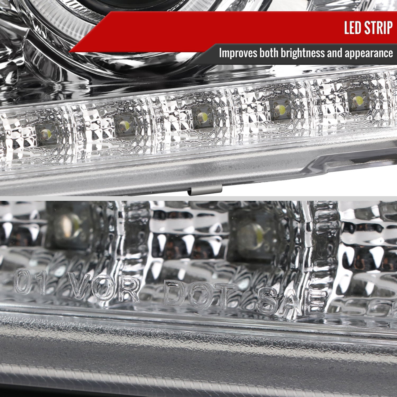 2002-2005 Ford Explorer Dual Halo Projector Headlights Chrome/Clear Lens