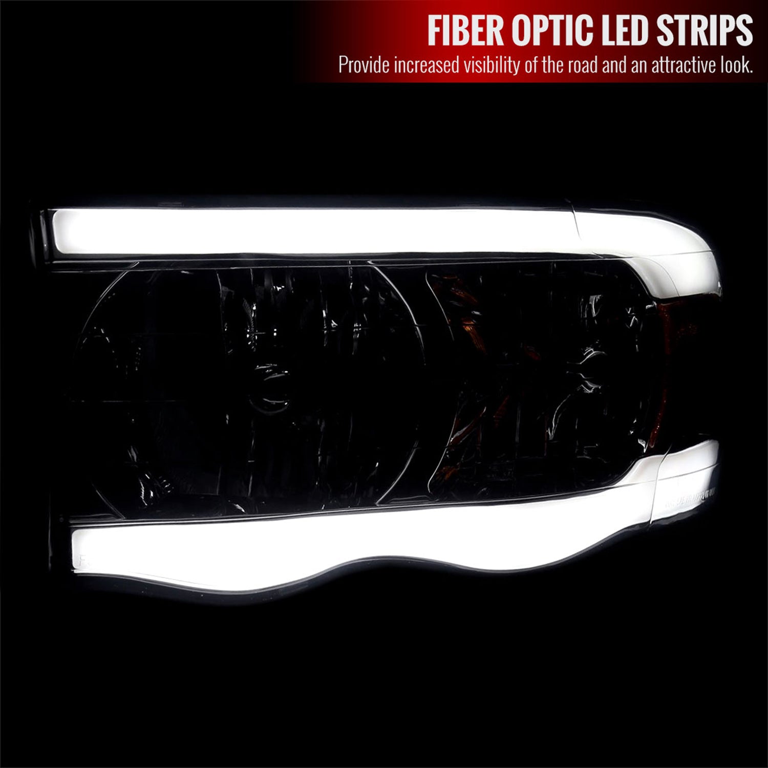 2002-2005 Dodge RAM 1500 /RAM 2500/3500 LED Tube Factory Headlights Smoked