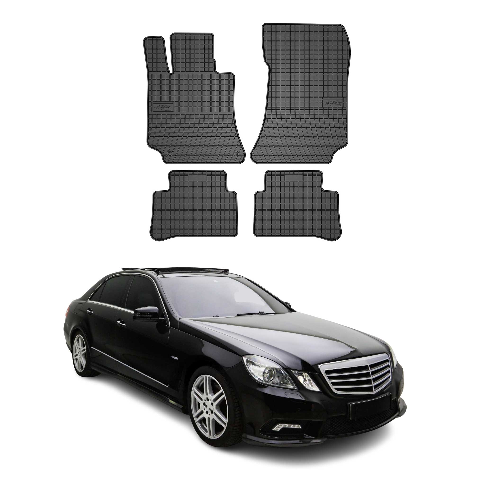 2010-2016 Mercedes E Class W212 Sedan Floor Mats Liners Full Set All Weather Rubber Black