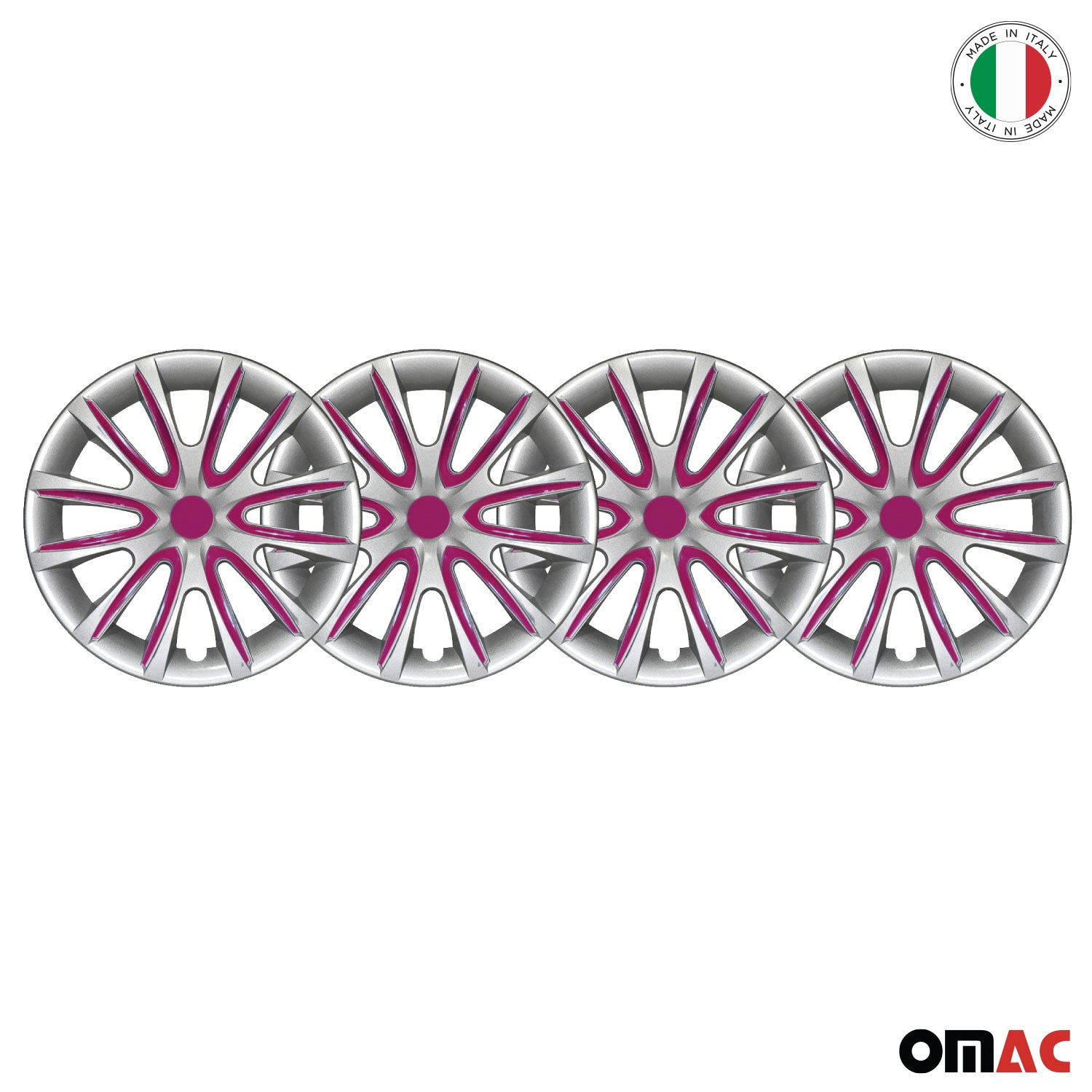16" Set of 4 Pcs Wheel Cover Gray with Violet Hubcaps Fit R16 Steel Rim