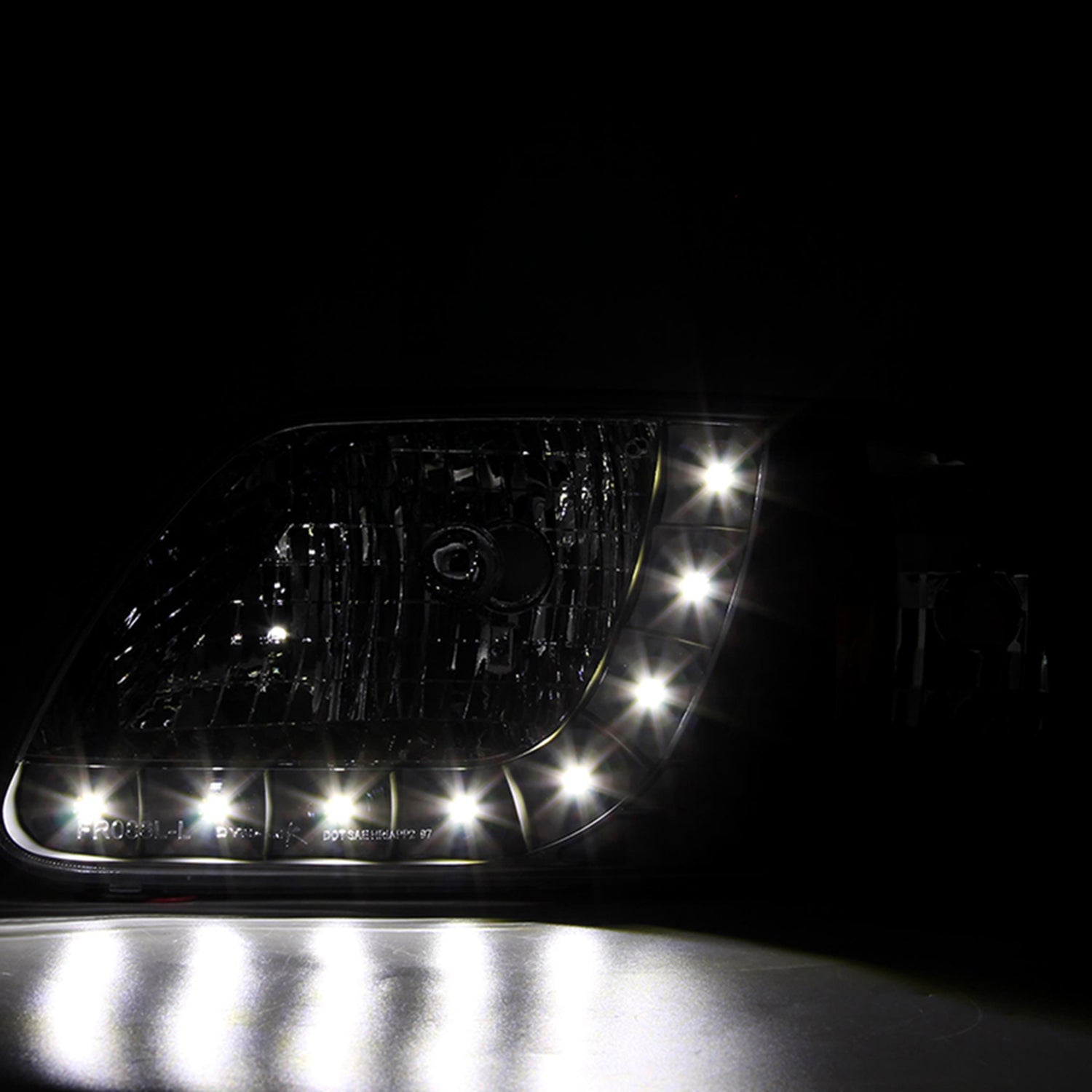 1997-2004 Ford F-150/Expedition Factory Crystal Headlights SMD LED Light Black