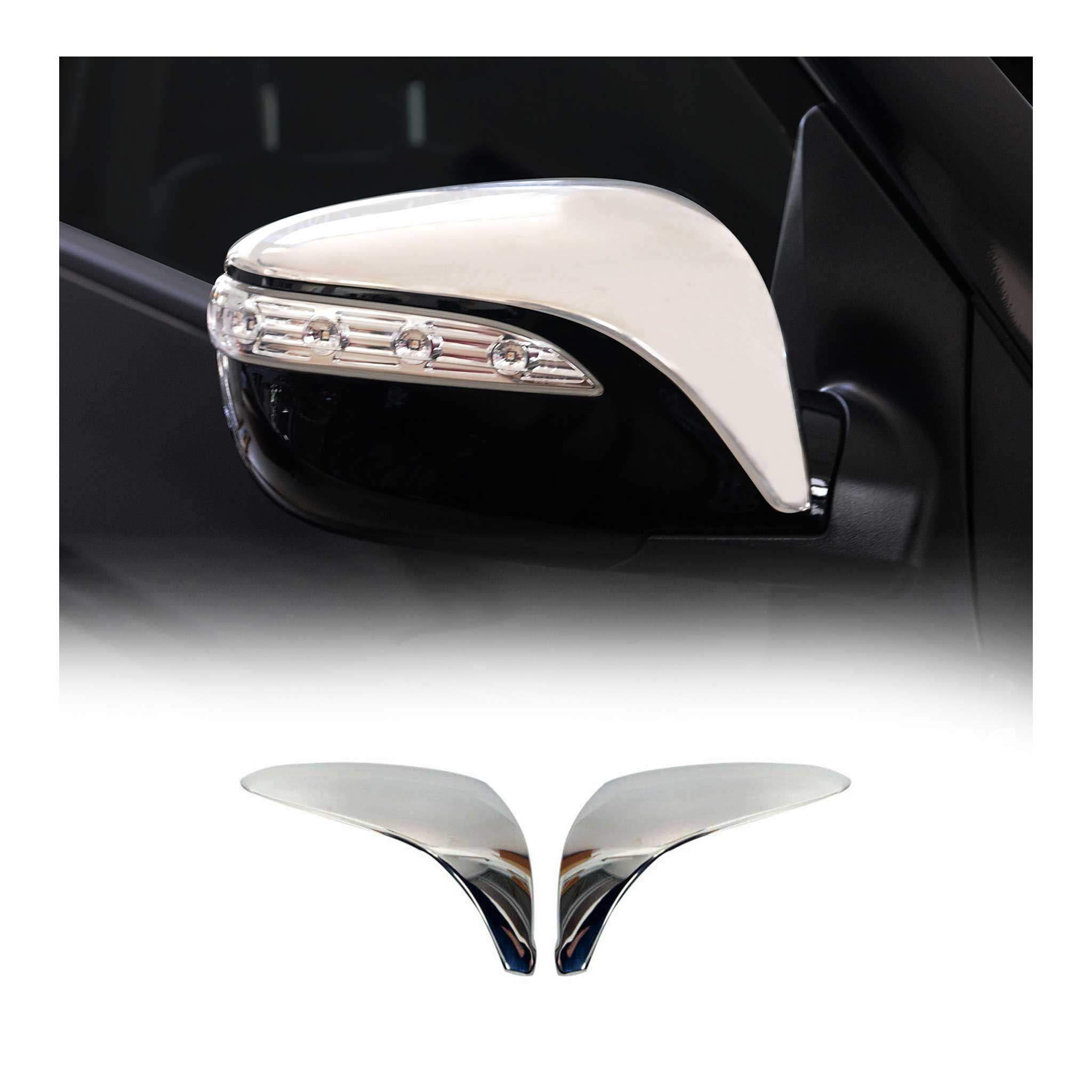 2010-2015 Hyundai Tucson Side Mirror Cover Caps Stainless Steel Silver 2 Pcs