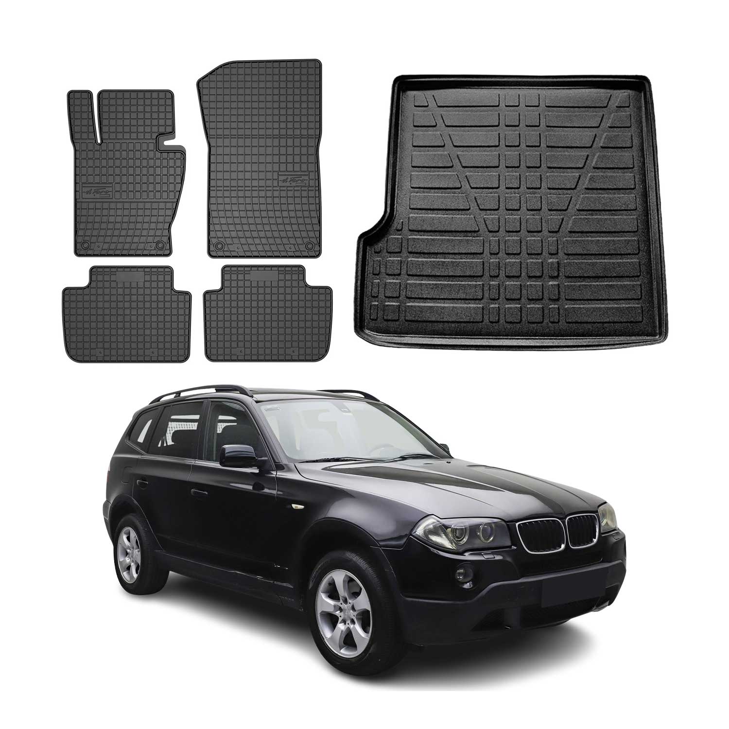 2004-2010 BMW X3 E83 Floor Mats & Cargo Liner Full Set All Weather Black