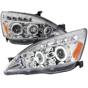 2003-2007 Honda Accord Dual Halo Projector Headlights Chrome/Clear Lens