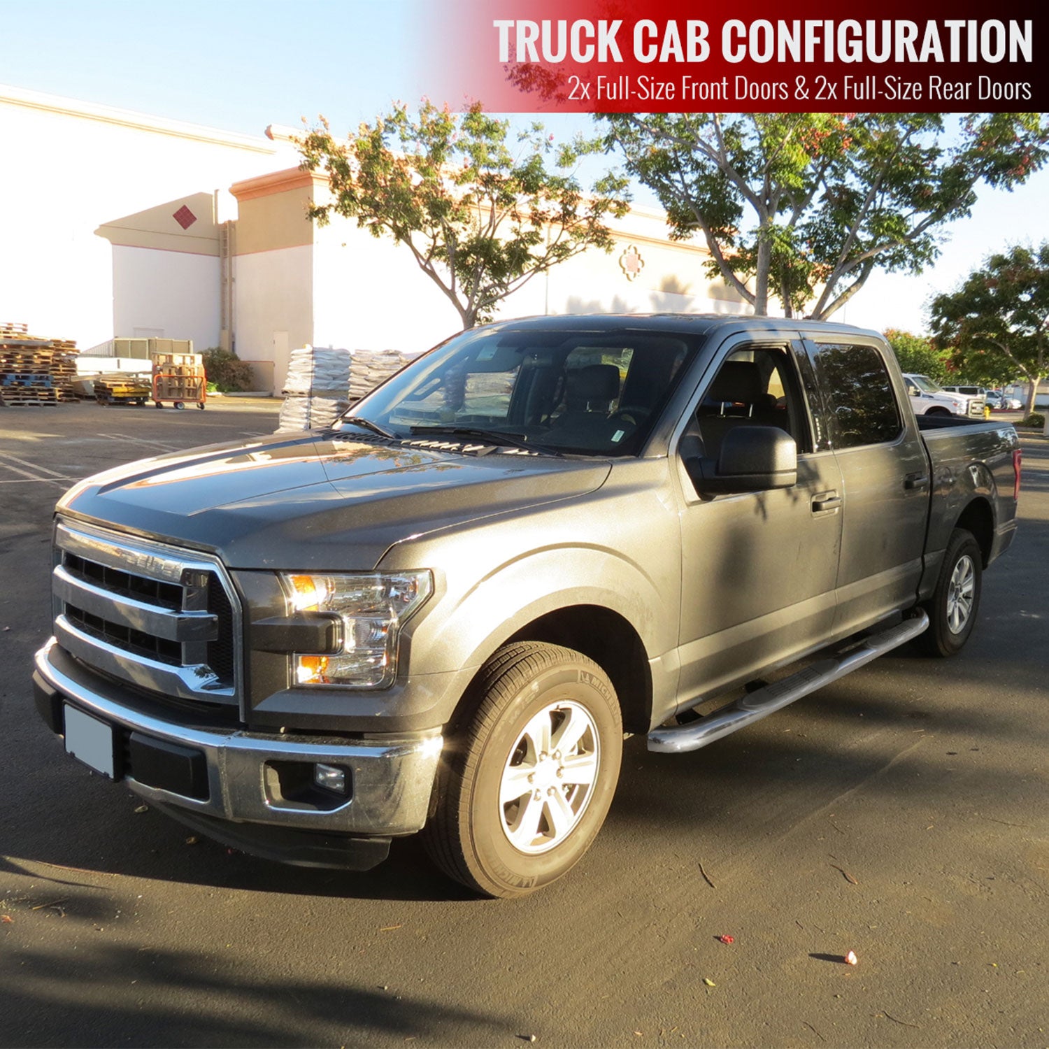 2015-2021 Ford F-150/F-250/350 Crew/SuperCrew Cab 3" Steel Side Step Nerf Bars