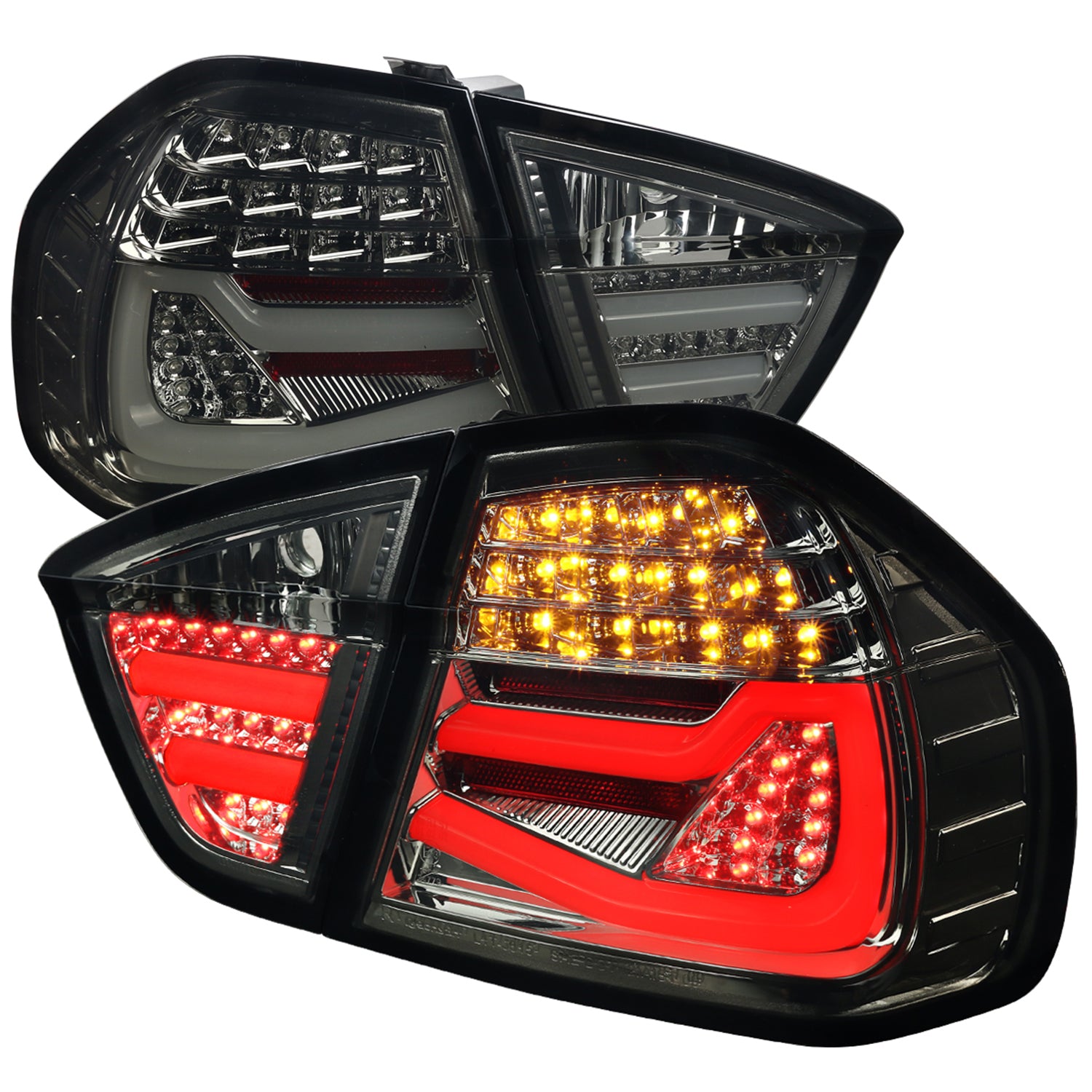 2006-2008 BMW E90 3 Series Sedan LED Tail Lights Chrome Housing/Smoke ...