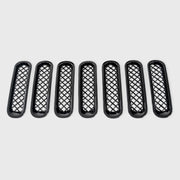 2007-2018 Jeep Wrangler Grille Overlay Gloss Black 7Pcs ABS Plastic