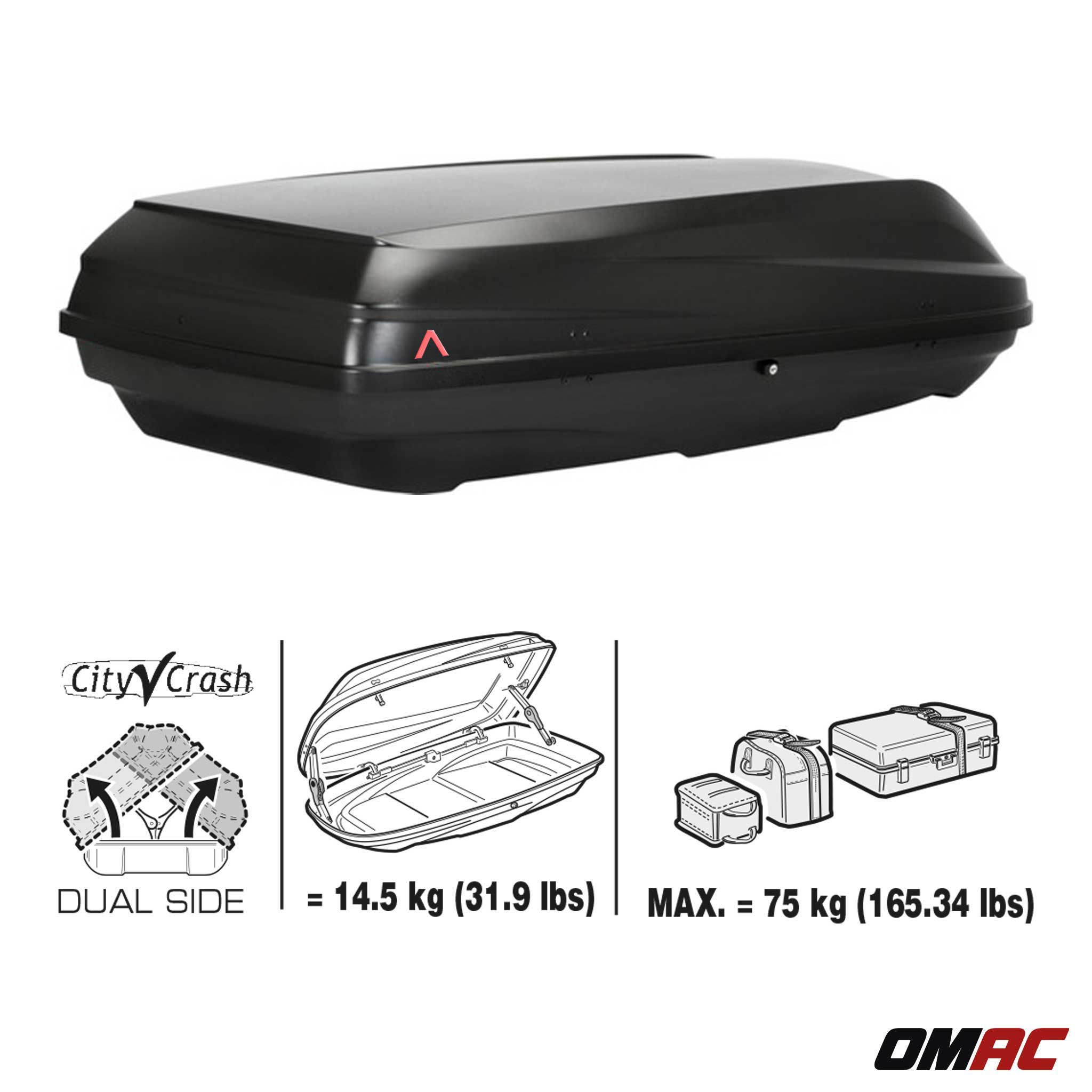G3 Roof Box 17.7 cu ft PS UV-protected Matt Black Dual Side Opening