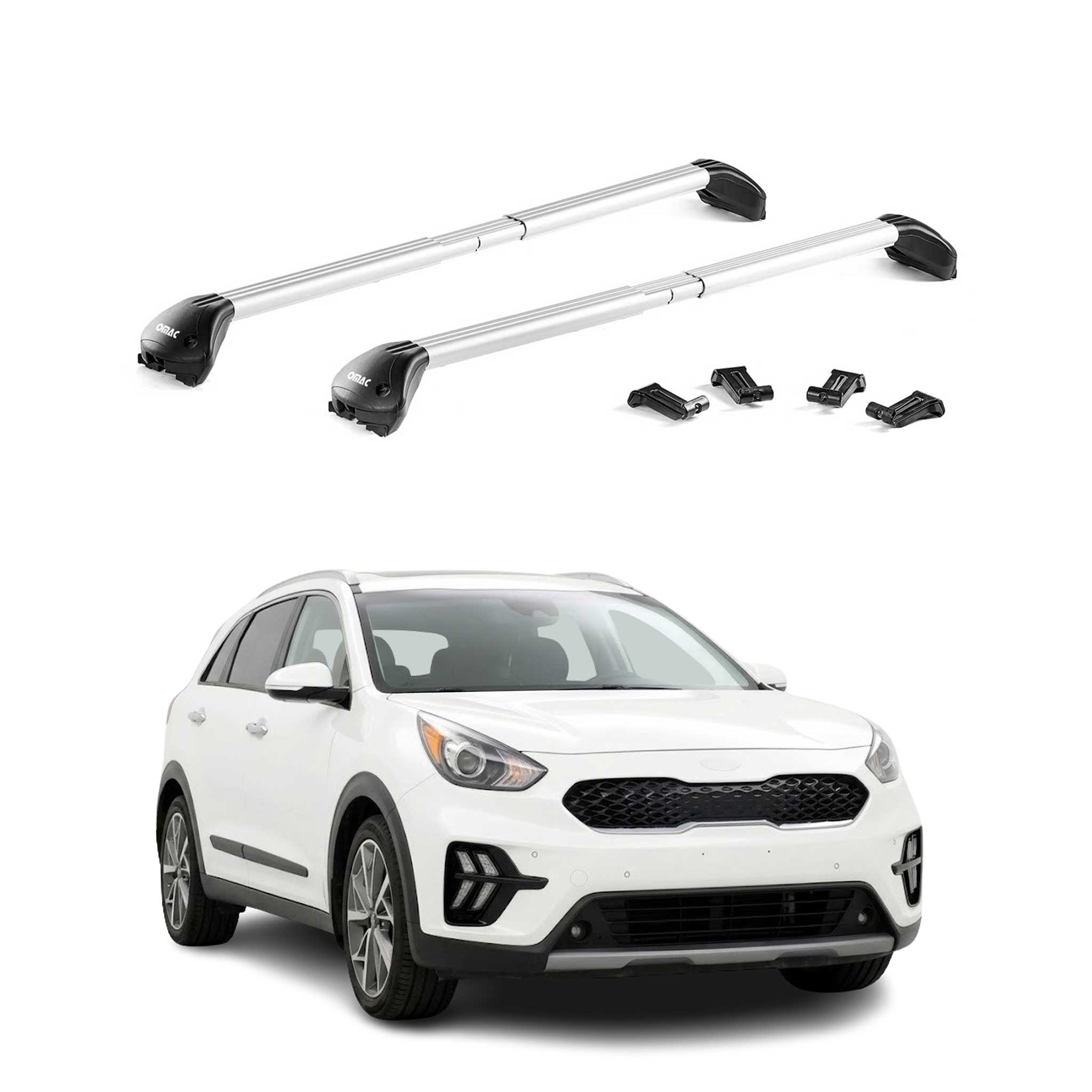 Roof Rack Cross Bars Luggage Carrier for Kia Niro I 2017-22 Aluminium Silver 2x