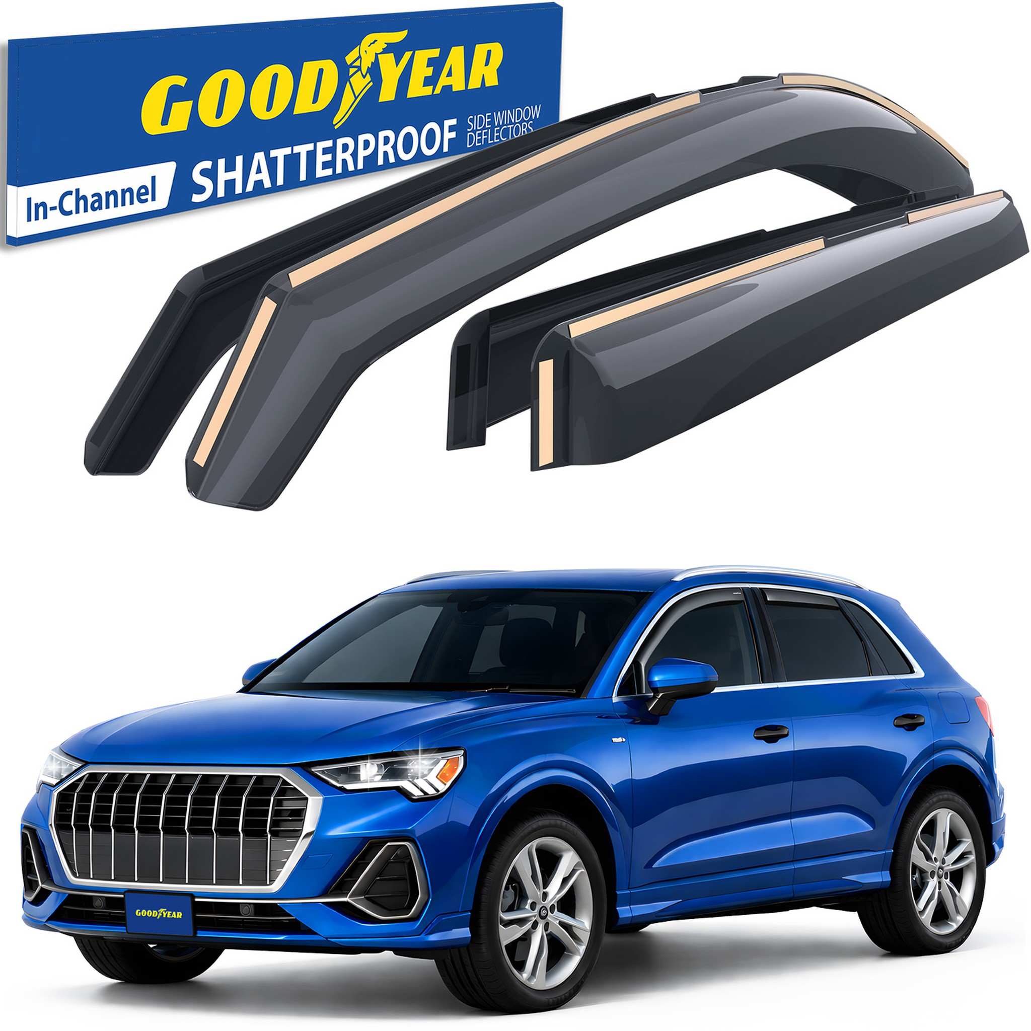 Goodyear Wind Deflectors for Audi Q3 2019-2026 In-channel Premium Smoke 4Pcs