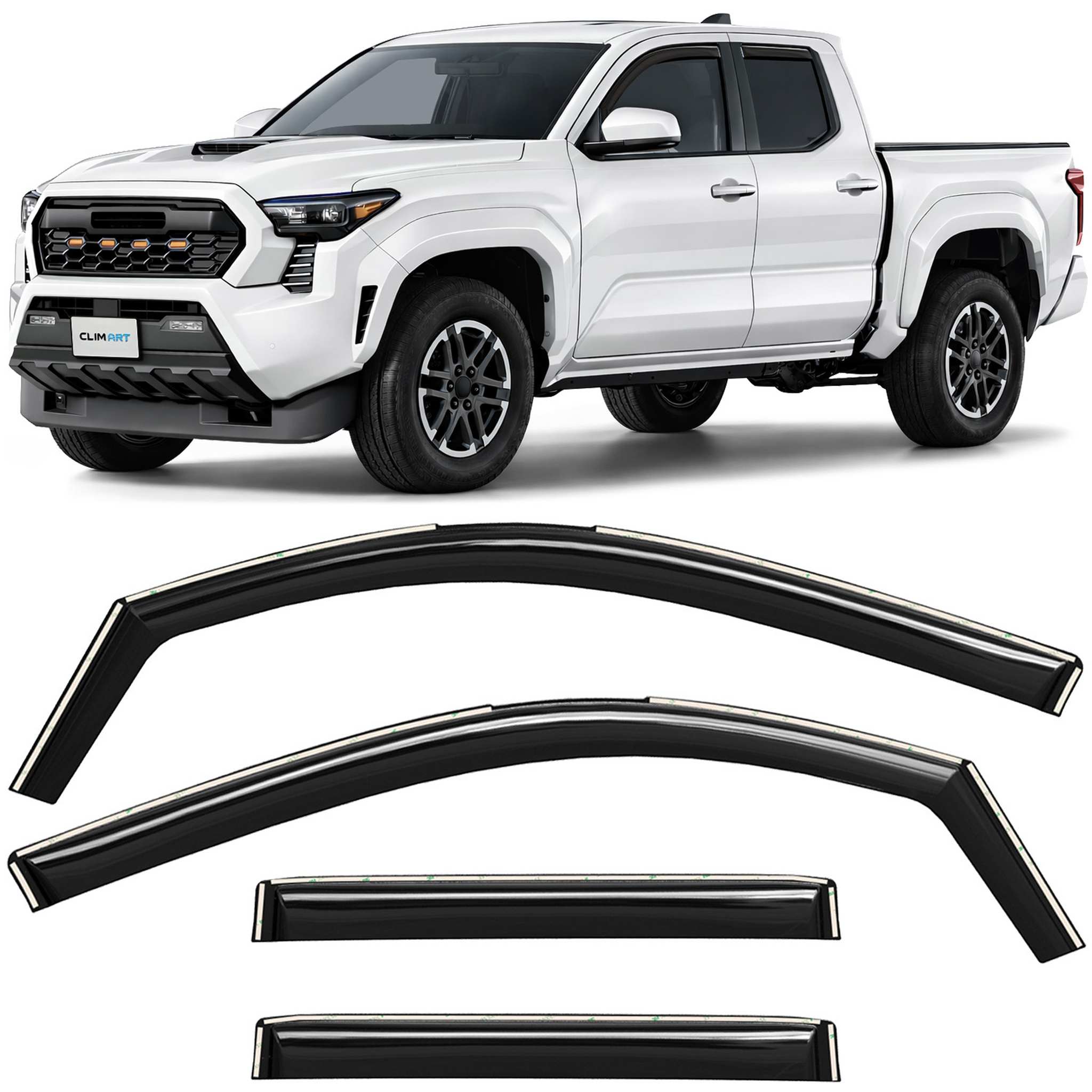 Clim Art Wind Deflectors for Toyota Tacoma Double Cab 2024-2026 Smoke Dark 4Pcs
