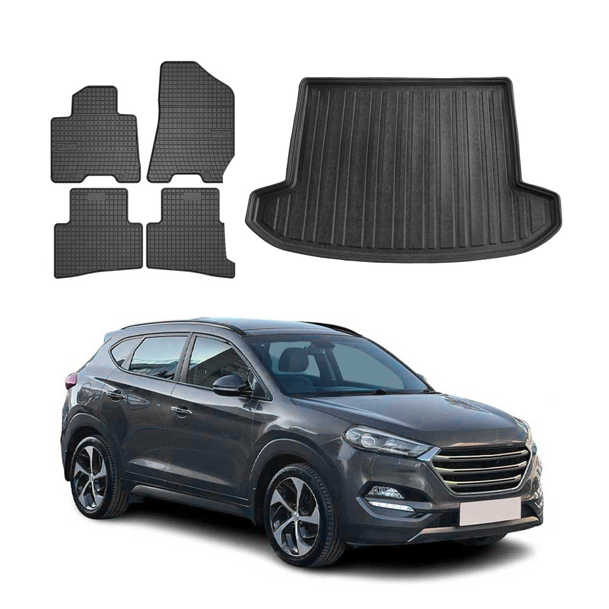 2016-2021 Hyundai Tucson Floor Mats & Cargo Liner Full Set All Weather Black