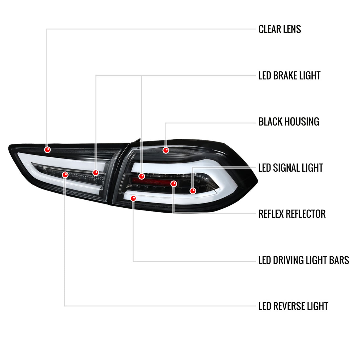 2008-2017 Mitsubishi Lancer / 2008-2015 Lancer EVO X LED Tail Lights Matt Black