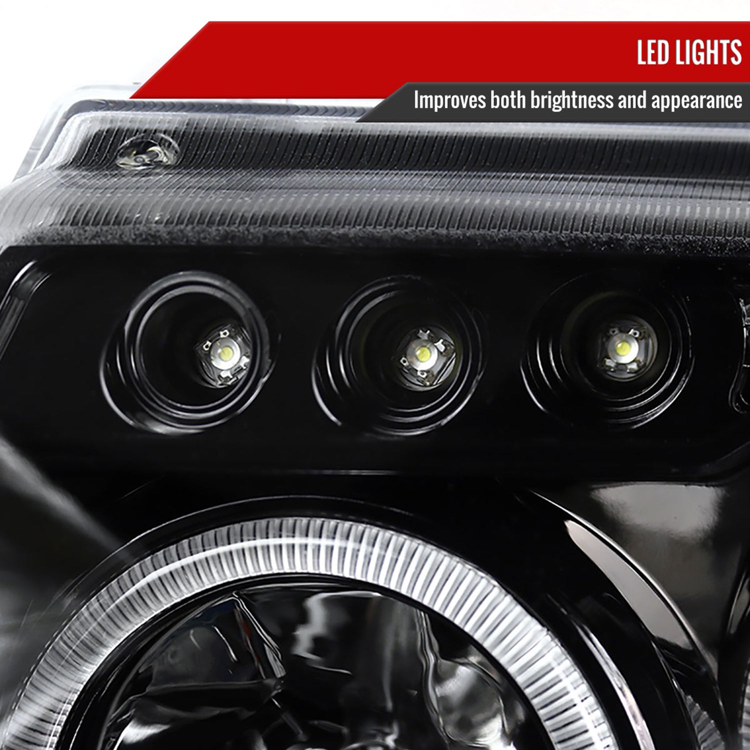 1999-2004 Jeep Grand Cherokee Dual Halo Projector Headlights Jet Black/Clear